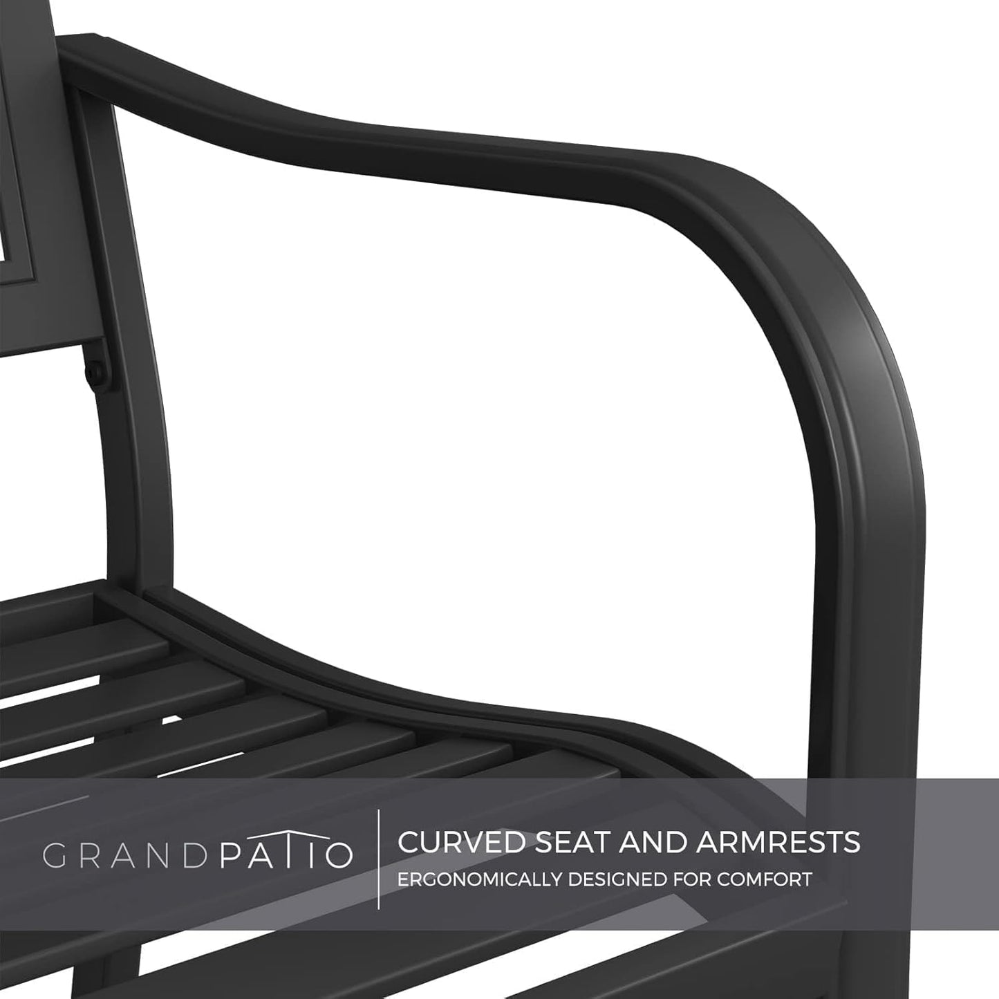 Grand patio 50" Outdoor Bench, Garden Benches with Anti-Rust Metal Powder Coated Frame, Patio Bench for Front Porch Park Outside Furniture Decor, Black