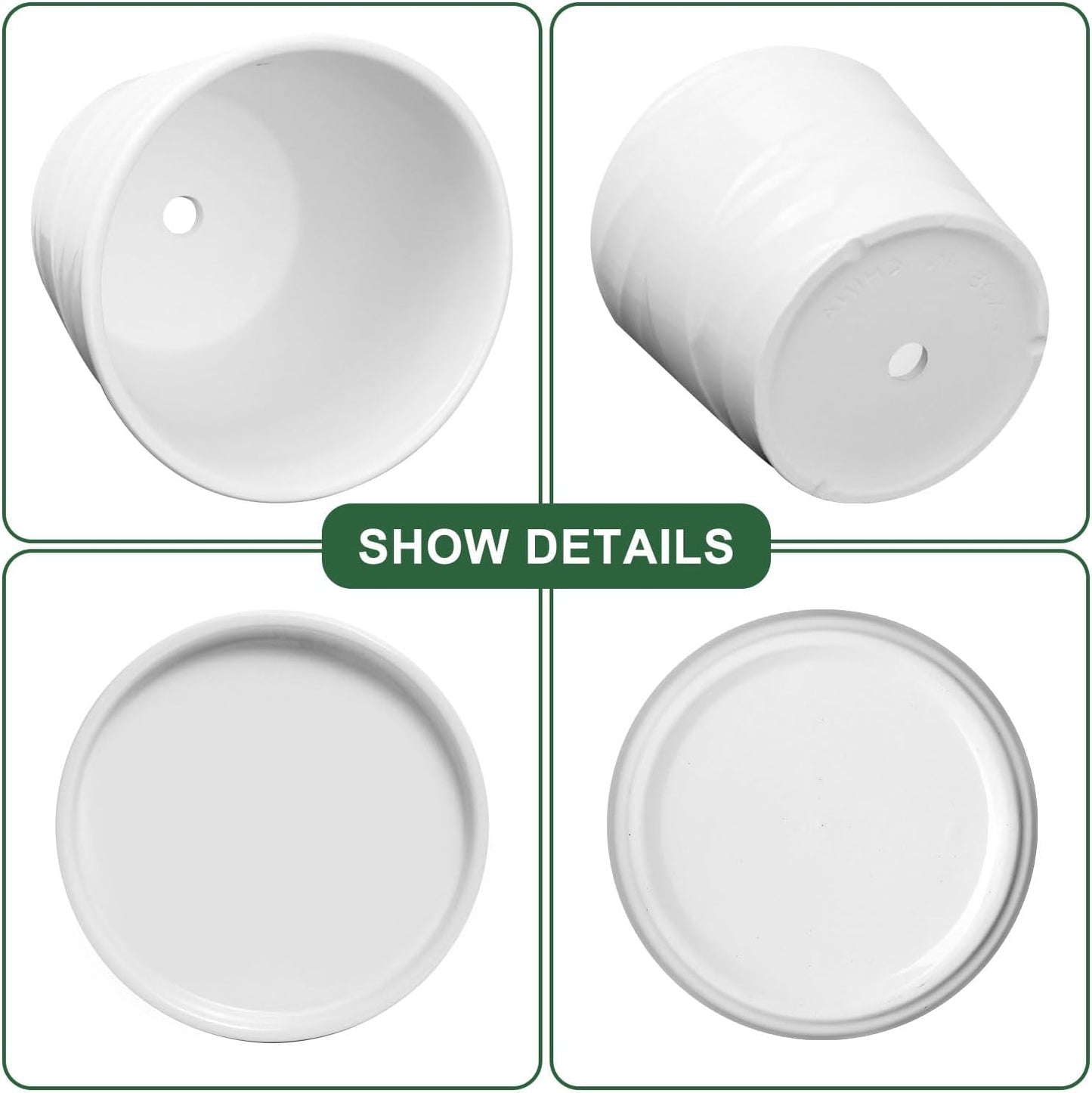 6.7 + 5.5 Inch Plant Pot, Ceramic Planter with Drainage and Saucer,Ceramic Pots for Plants, Indoor Plant pots,Succulent Orchid Flower Pot(Pure White)