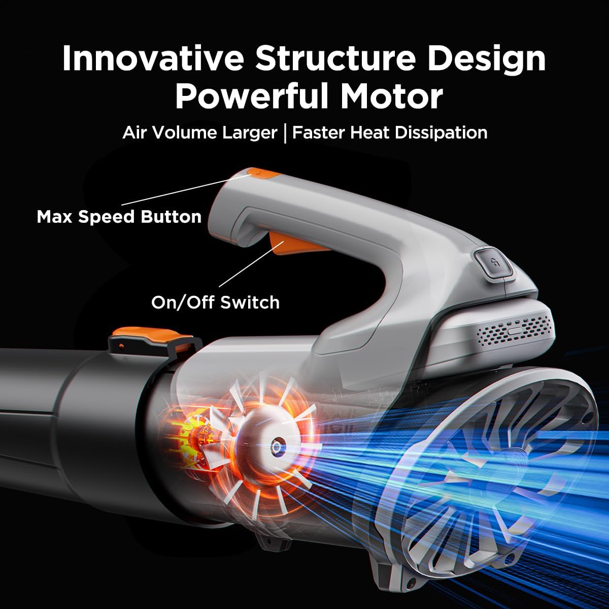 Litheli Cordless Leaf Blower, 355CFM/85MPH & 2 Speed Levels, Handheld Electric Blowers for Lawn Care, Patio, Snow, Dust, Blowing Leaves(Battery Not Included, Power Tool Only)