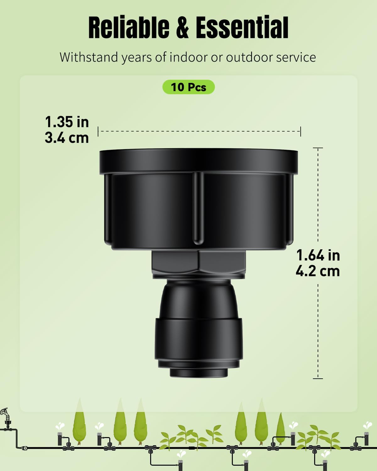 Pawfly 10 Pcs 3/4" to 1/4" Drip Irrigation Faucet Adapters, Quick Connect 3/4" FHT Faucet to 1/4" Tubing Connectors, Push-to-Fit Garden Hose Adapters, Anti-Leak Drip Irrigation Hose Connectors