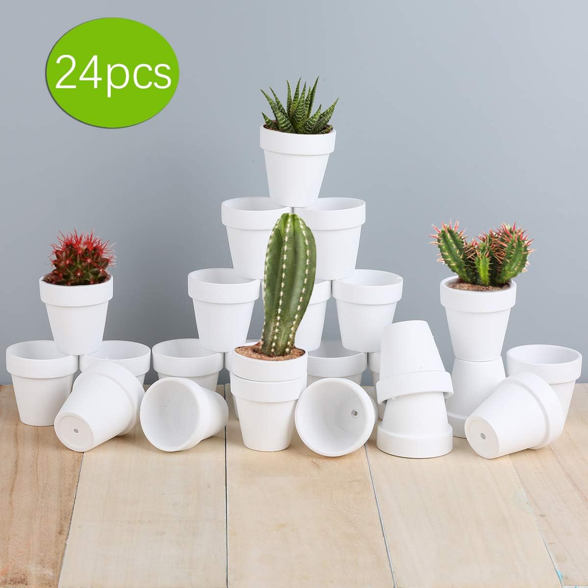 24pcs Mini Clay Pots, 2.5'' Terracotta Pottery Planters, Cactus Flower Succulents Nursery Pots, with Drainage Hole, for Indoor/Outdoor