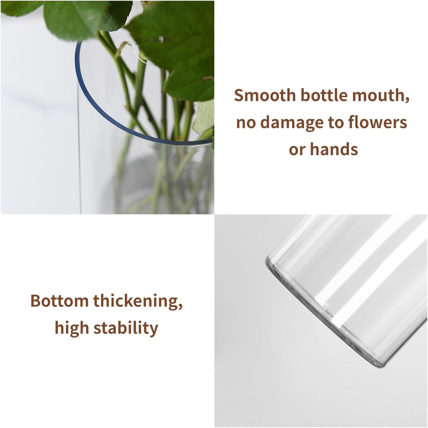 Clear Flower Vase, Non-breakable Vases, 6" W x 14" H, Acrylic Vase, Aesthetic Room Decor Cylindrical Modern Flower Vases for Table Centerpiece, Home Decor, Women Floral Arrangement Gift