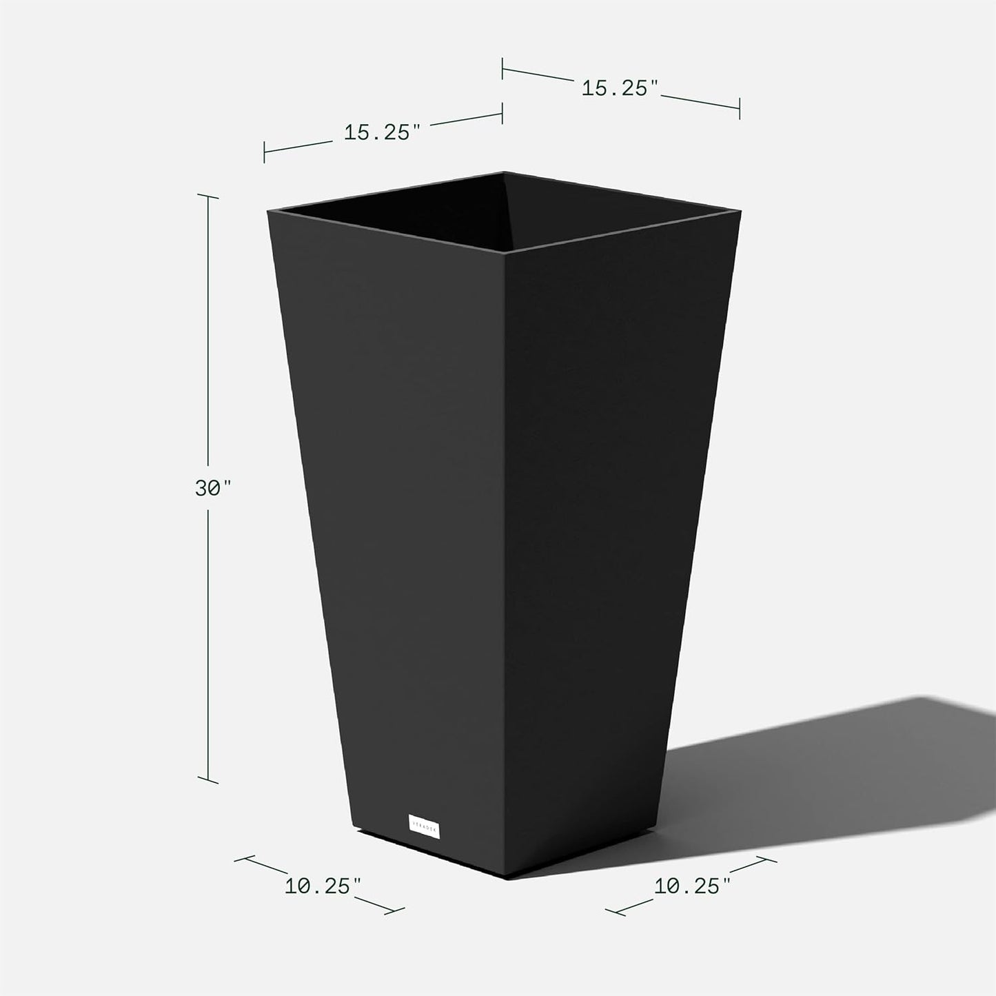 Veradek V-Resin Indoor/Outdoor Taper Planter (Black, 30 inch - 2 Pack with 2 Saucer Trays)