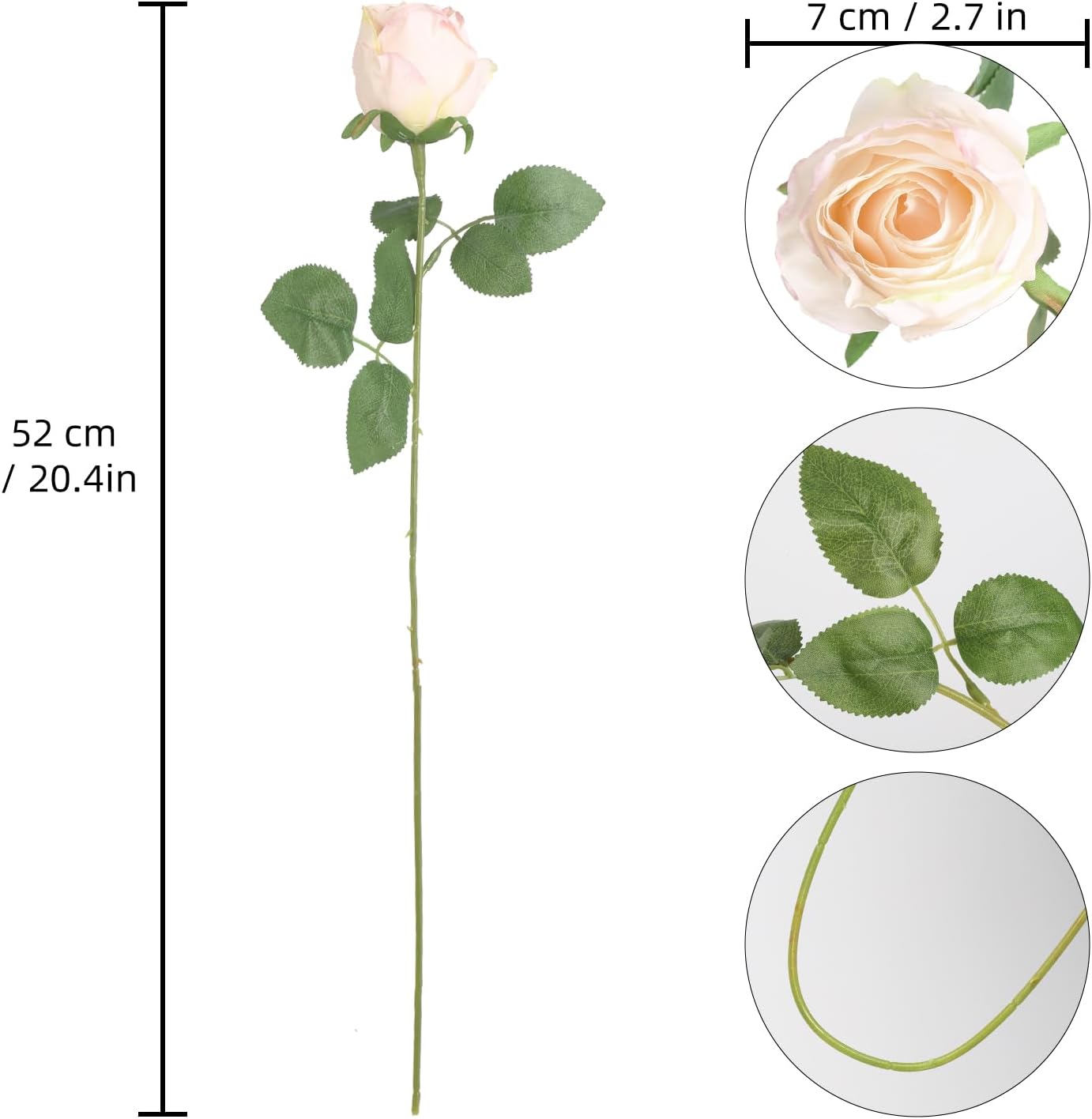 12pcs Pink Roses Artificial Flowers Vintage Burnt Edge Rose 20" Realistic Silk Roses Bouquet with Long Stem for Wedding Party Floral Centerpieces Decoration (Pink)