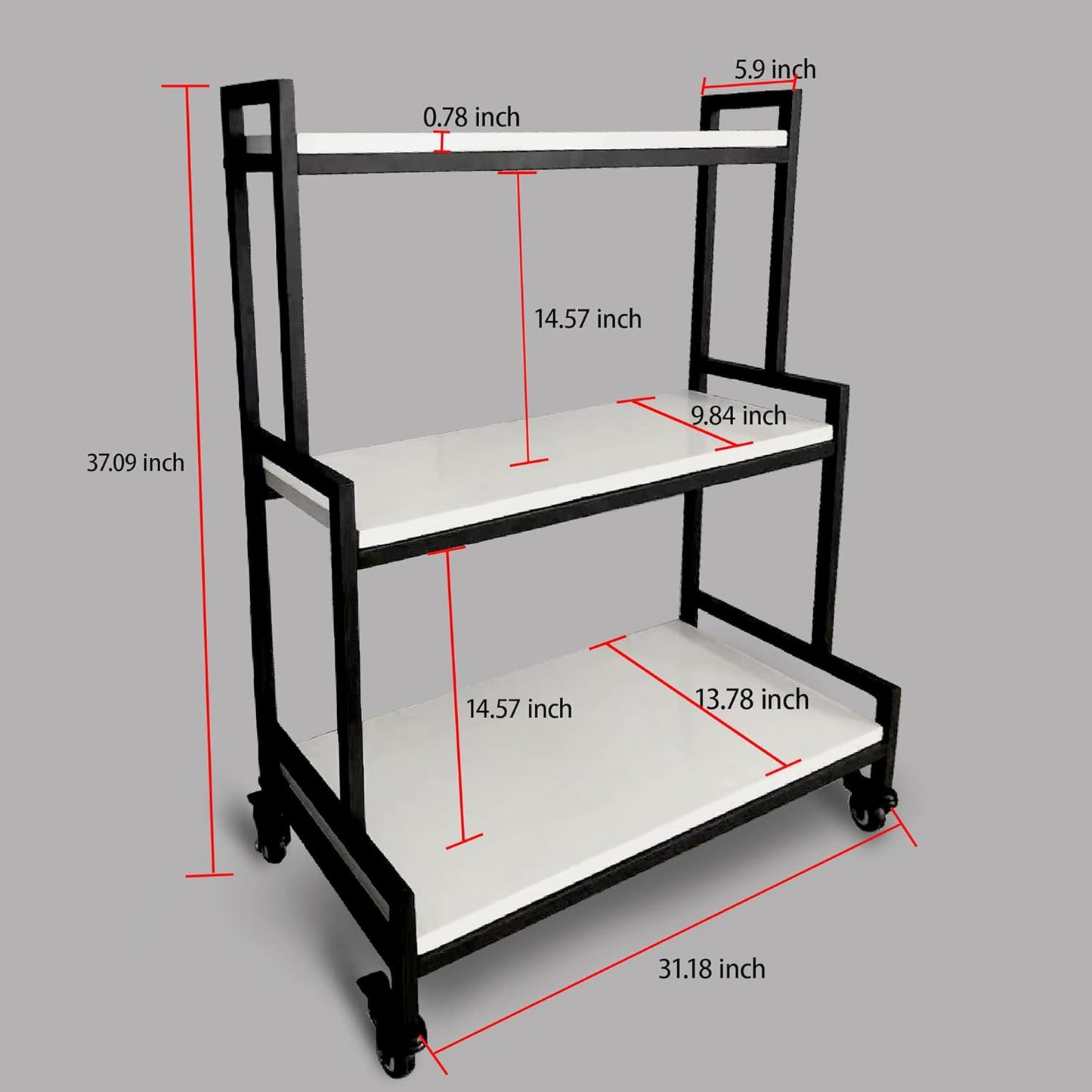 Rustic Plant Stand With Wheels, Rolling Shelves Rack Indoor Outdoor, Metal Stand With Solid Wood for Multiple Plants, Industrial Ladder Flower Shelf for Garden, Living Room, White
