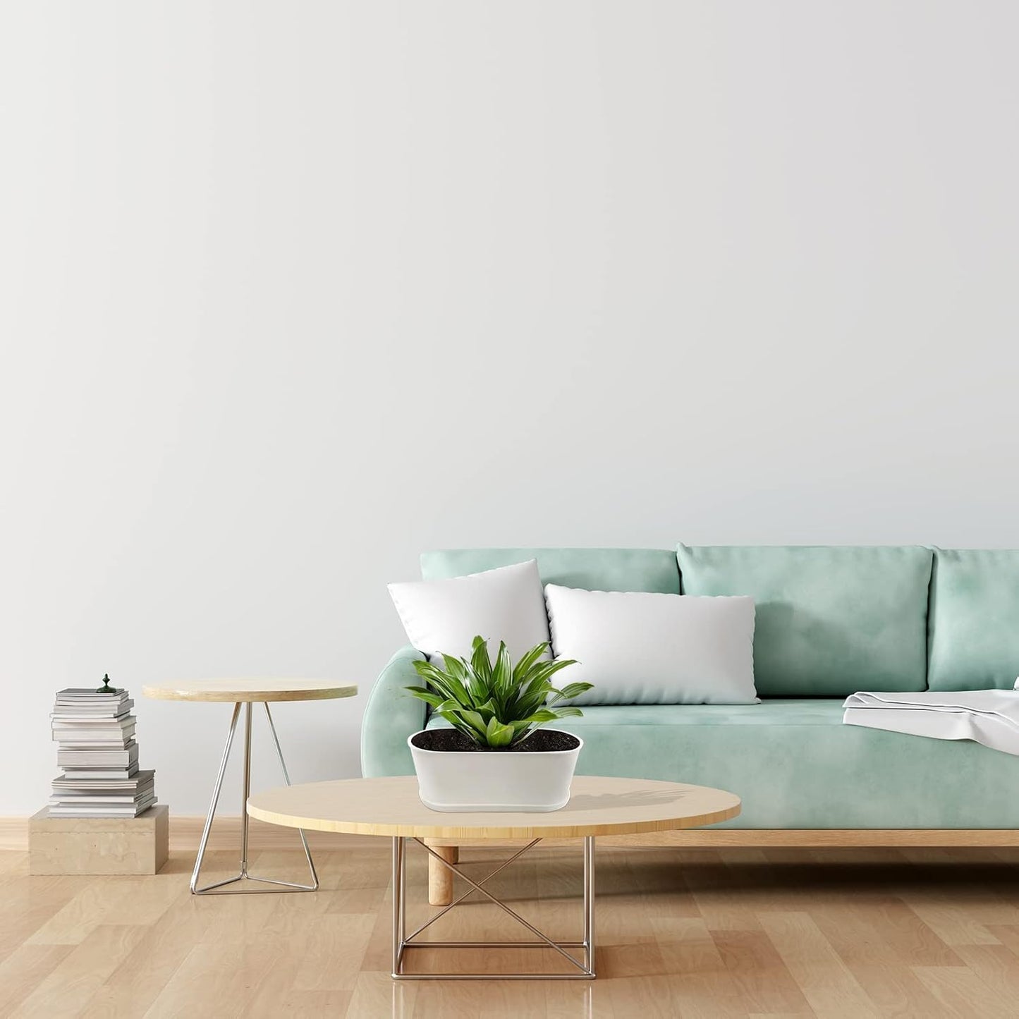 10-Pack Herb Planter with Saucer for Plant Window Box, Plastic Planter with Multiple Drainage Holes and Tray for home Garden Succulents Modern Decorative Window Planter Box Flower Pots Gardening Pot