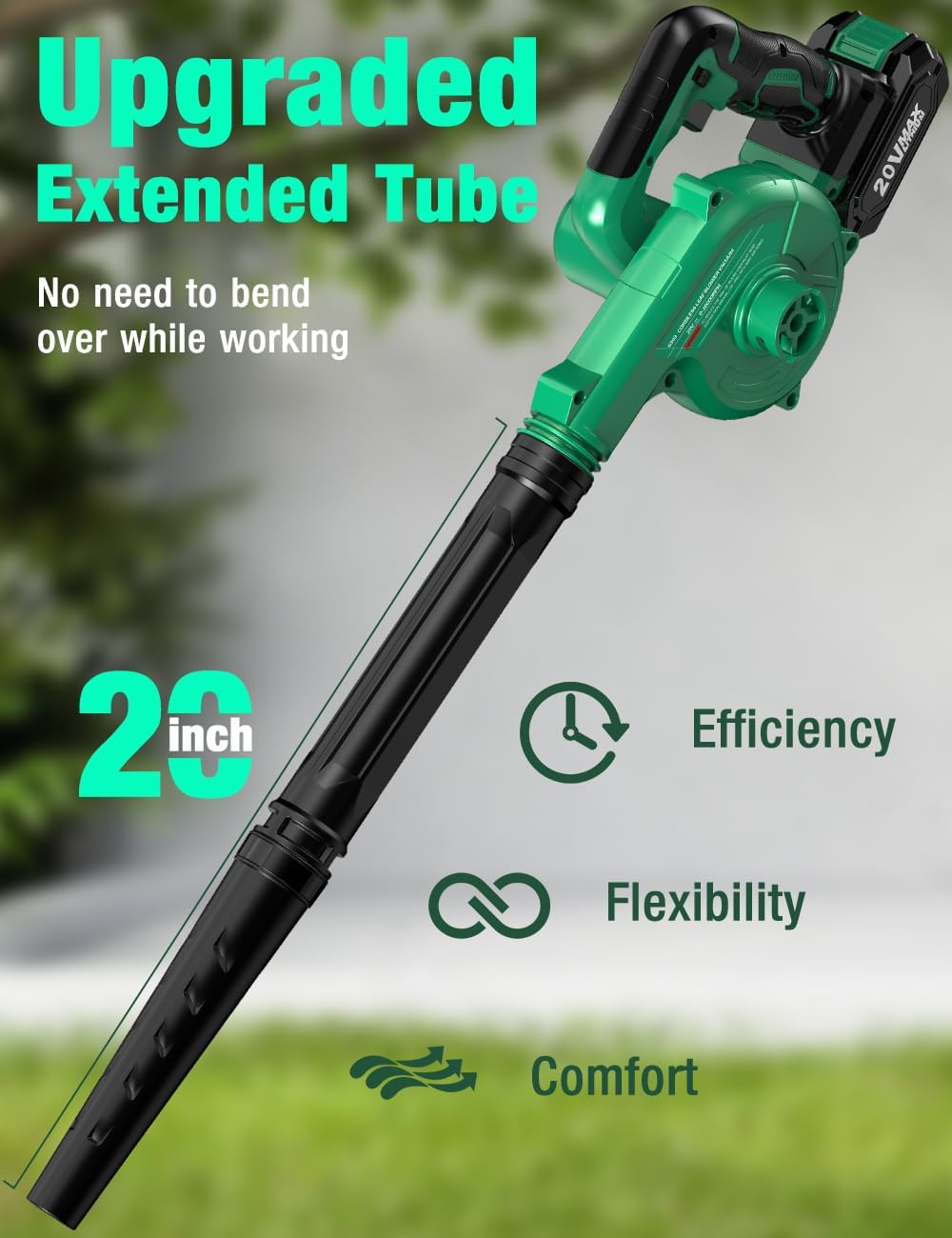 K I M O. Cordless Leaf Blower Vacuum Combo 4 in 1, 3 Nozzles &3 Modes for Inflation & Deflation, Extended Tube & Variable Speed, 20000RPM 150MPH, 2x2000mAh Battery Powered Leaf Blowers for Lawn Care