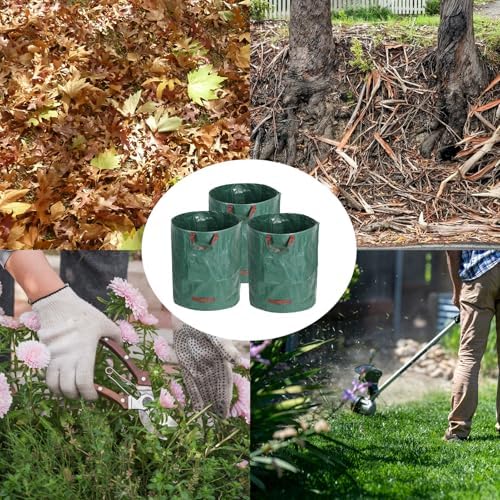 Reusable Lawn & Garden Bags, 3-Pack, 72 Gallons Lawn and Leaf Garden Bags with Reinforced Carry Handles Heavy Duty Garden Waste Bags Camping Yard Recycling Trash Bags for Debris Leaves Grass