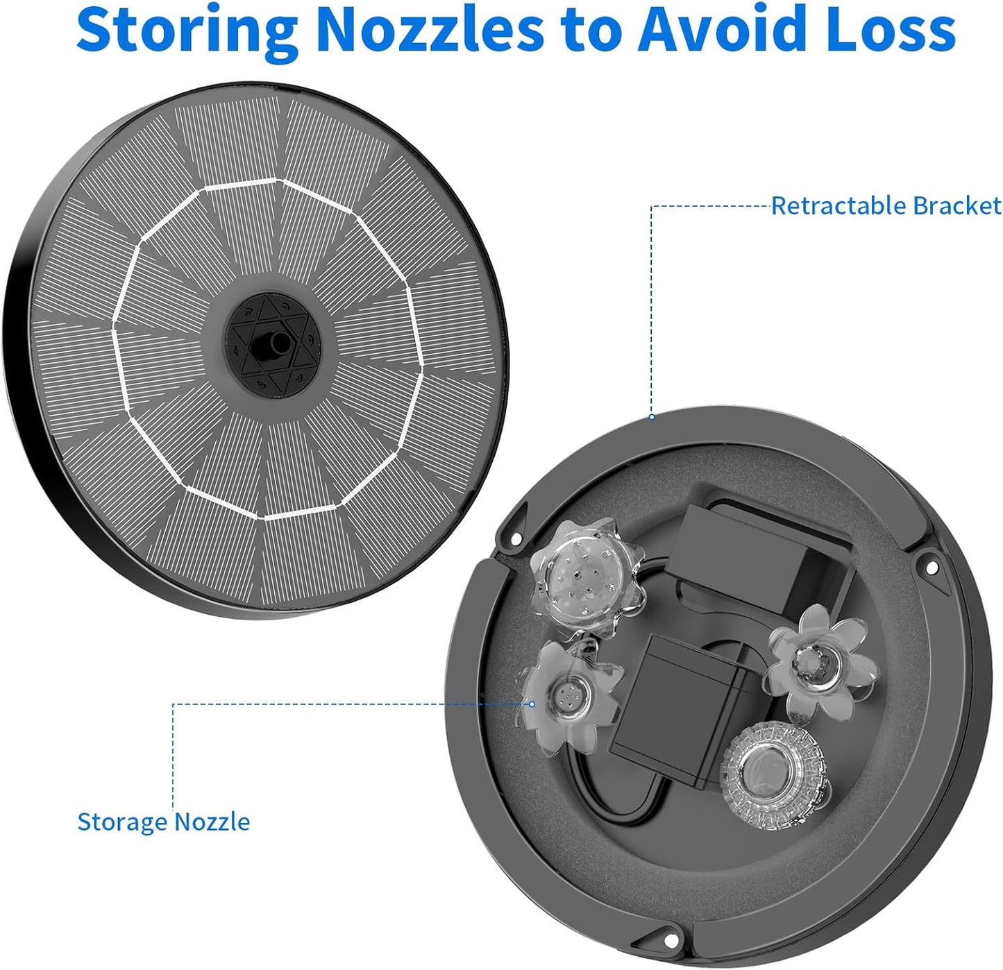 AISITIN 3.5W Solar Water Fountain with Storage & Integrated Bracket, Floating Solar Fountain Pump with Nozzles for Bird Bath, Garden, Pond, Pool, Aquarium and Outdoor