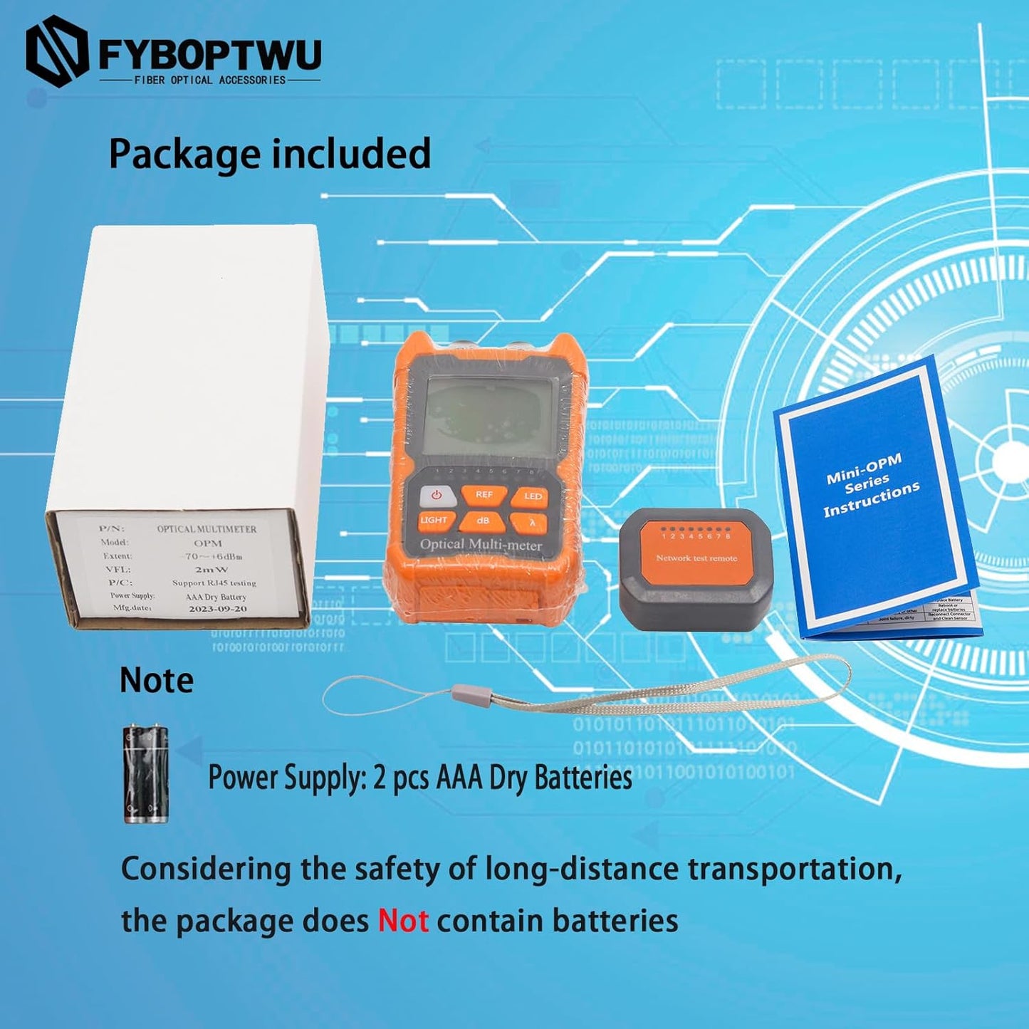 4 in 1 Function Fiber Optic Tester Portable Optical Power Meter (FC/SC/ST) & VFL 2mw Visual Fault Locator & LED, OPM & VF, Range: (-50) dBm ~ (+26) dBm, 1pc