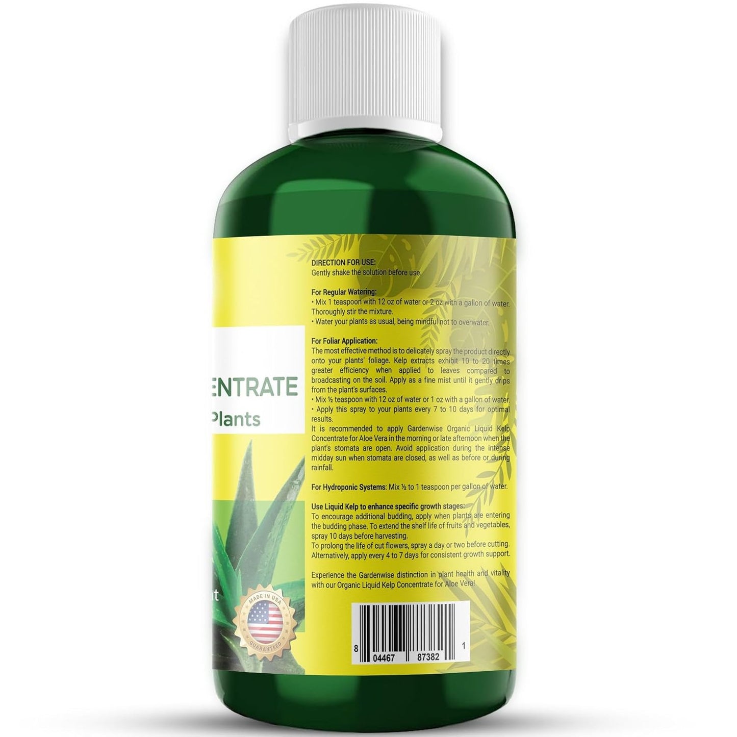 Organic Premium Kelp Seaweed Fertilizer - Liquid Hydroponics Fertilizer - Liquid Plant Food - Nutrient-Rich Soil Enhancer - Natural Plant Food for Aloe Vera (32 OZ)