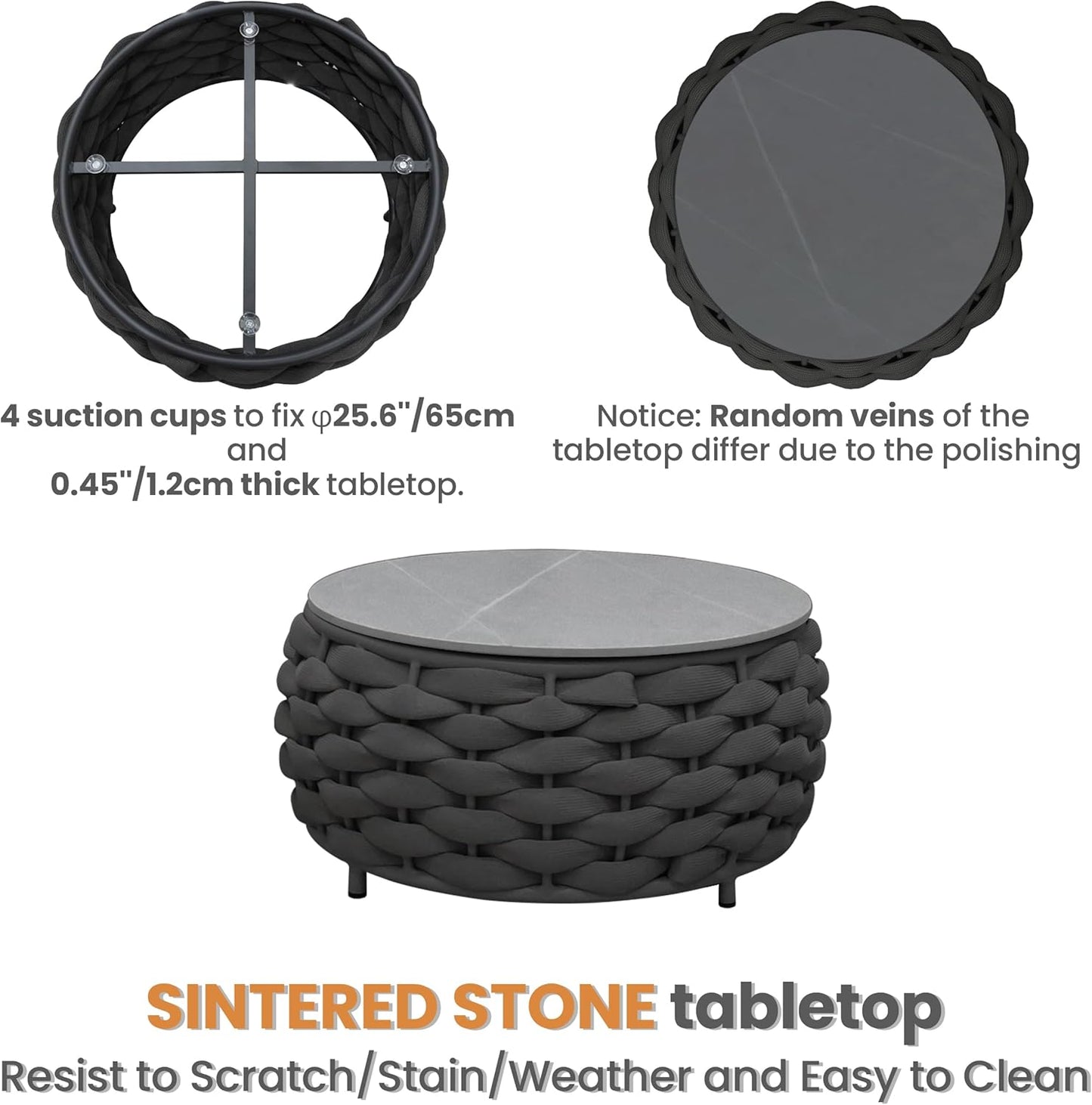 Aluminum Woven Rope Patio Furniture Set: 5 Pieces Assembled Outdoor Conversation Sofa Set for 6 - Modern Metal Couch Set Cushioned - All Weather Porch Seating for Deck Garden Lanai Hotel Resort