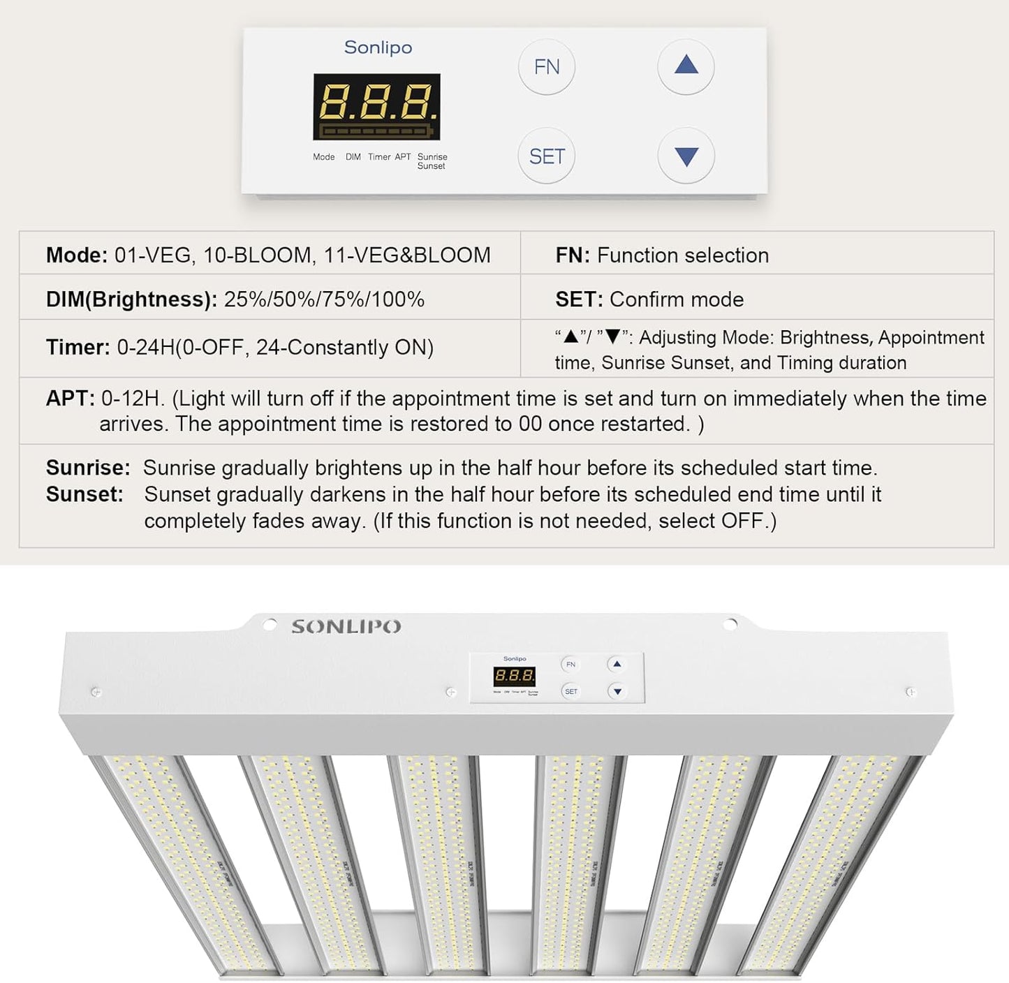2024 New SPF2000 PRO 200W LED Grow Light 3x3ft Coverage with Veg & Bloom Dimmer Timer Full Spectrum Grow Lamps for Indoor Plants Seeding Flowering LED Plant Light Fixture