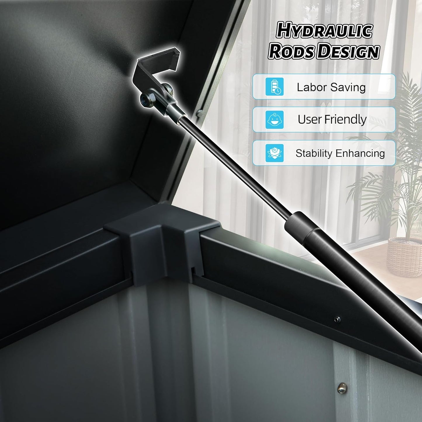 160 Gallon Outdoor Storage Deck Box Made of Galvanized Steel, Waterproof All Weather Outside Storage Bench UV-Resistant on Wheel, Lockable Package Delivery Box for Porch, Cushion, Tools, Grey