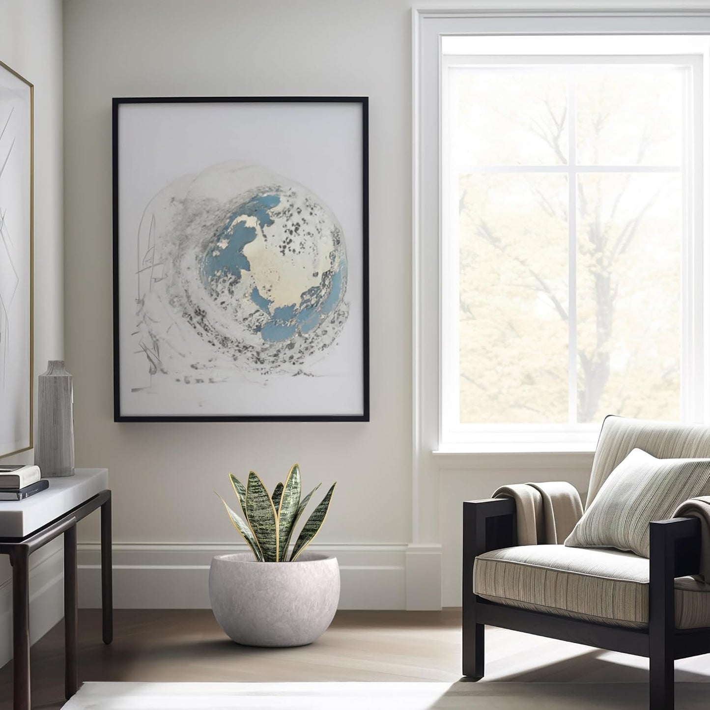 Kante 15.7" Dia Round Concrete Planter, Outdoor/Indoor Large Bowl Plant Pots with Drainage Hole and Rubber Plug for Garden Patio Balcony Home, Light Gray