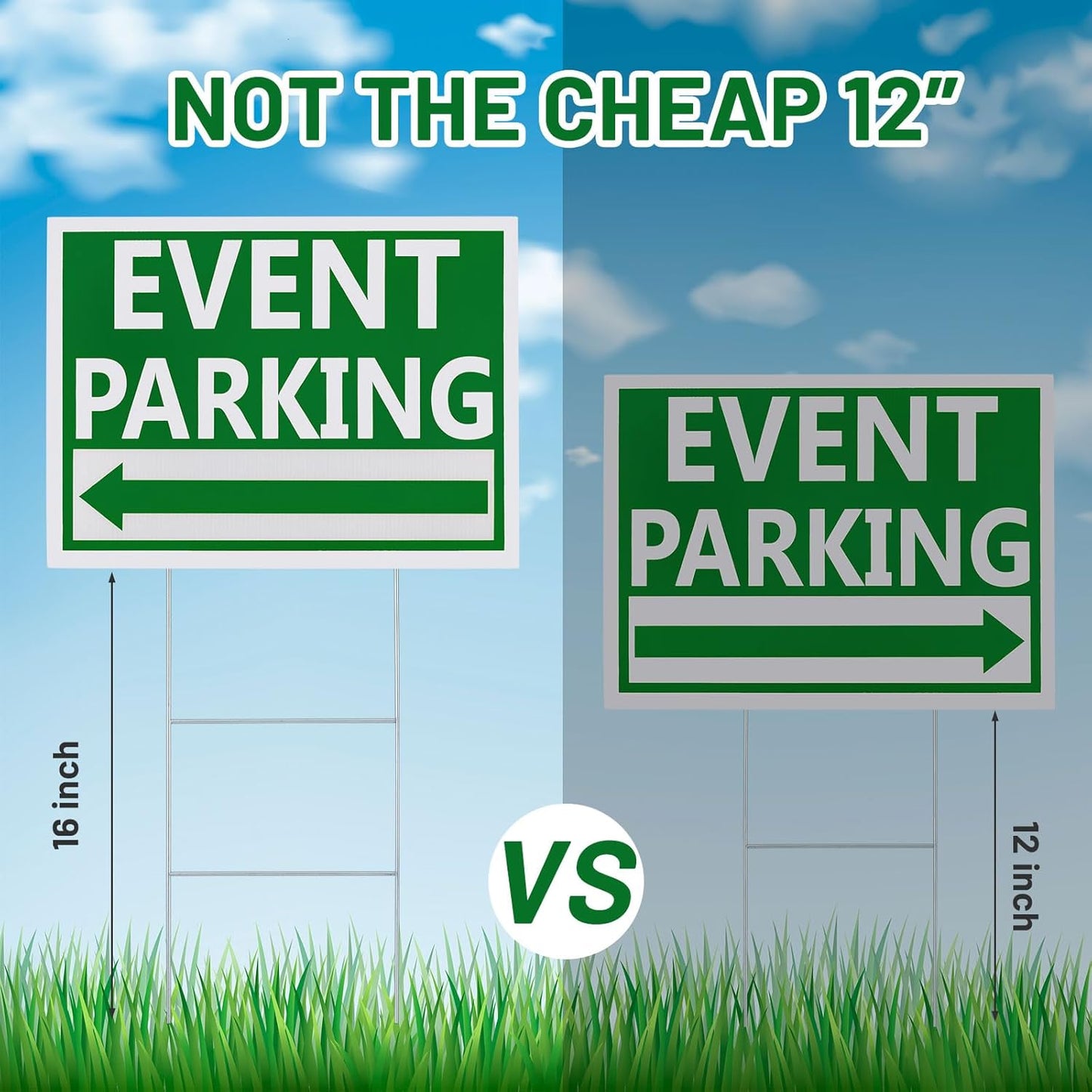 Juexica 9 Pieces 16 x 12 Inches Outdoor Event Parking Signs with Arrow Corrugated Plastic Yard Double Sided Event Signs Outdoor Directional Guest Parking(Green)