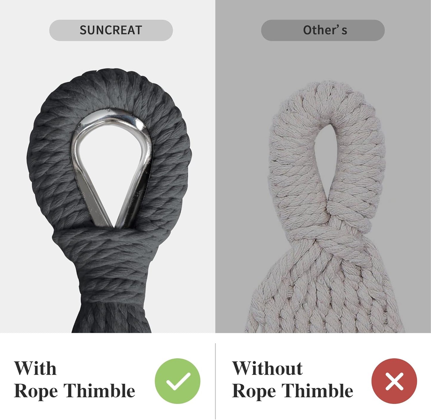 SUNCREAT Extra Large Double Hanging Hammock for Camping, Hammocks for Outside 2 Person Heavy Duty, Dark Gray with Tassels