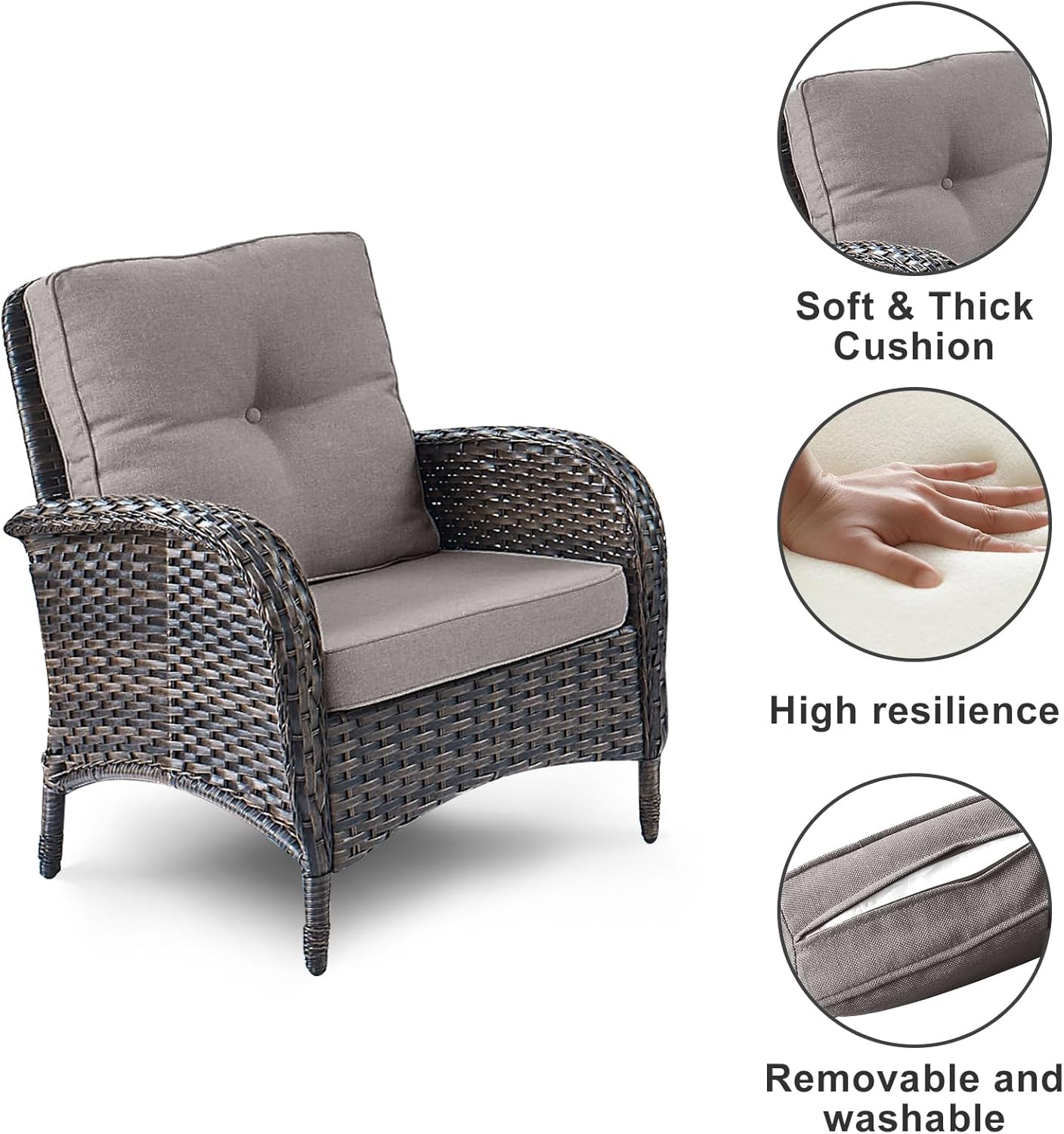 HUMMUH 4-Piece Patio Furniture Wicker Outdoor Conversation Set,All-Weather Rattan Outdoor Sofa Set Patio Chairs Coffee Table for Backyard,Porch,Deck