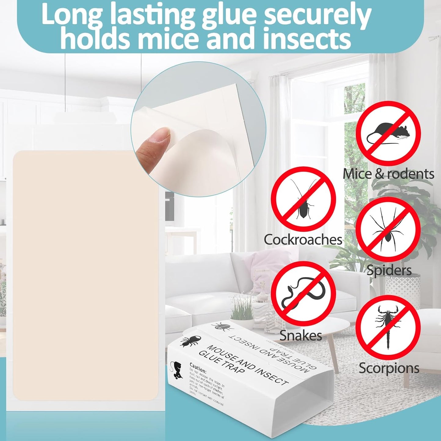 Qualirey Mouse and Insect Glue Boards Pest Glue Traps Bulk Large Mouse Rat Trap Sticky Adhesive for Mice Spider Moth Cockroaches Cricket House Indoor Outdoor Non Toxic(100 Pcs,9.72 x 5.12 Inch)