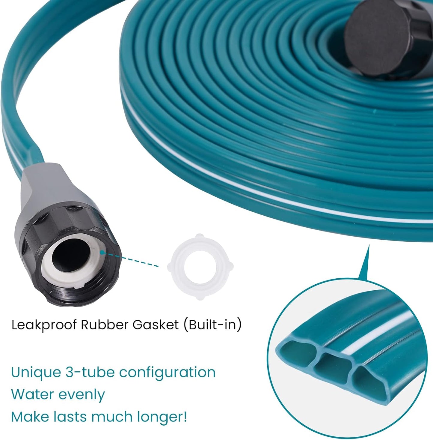 LINEX Sprinkler Soaker Hose 25 ft 2 pack for Garden Lawn Watering Hose with Stakes