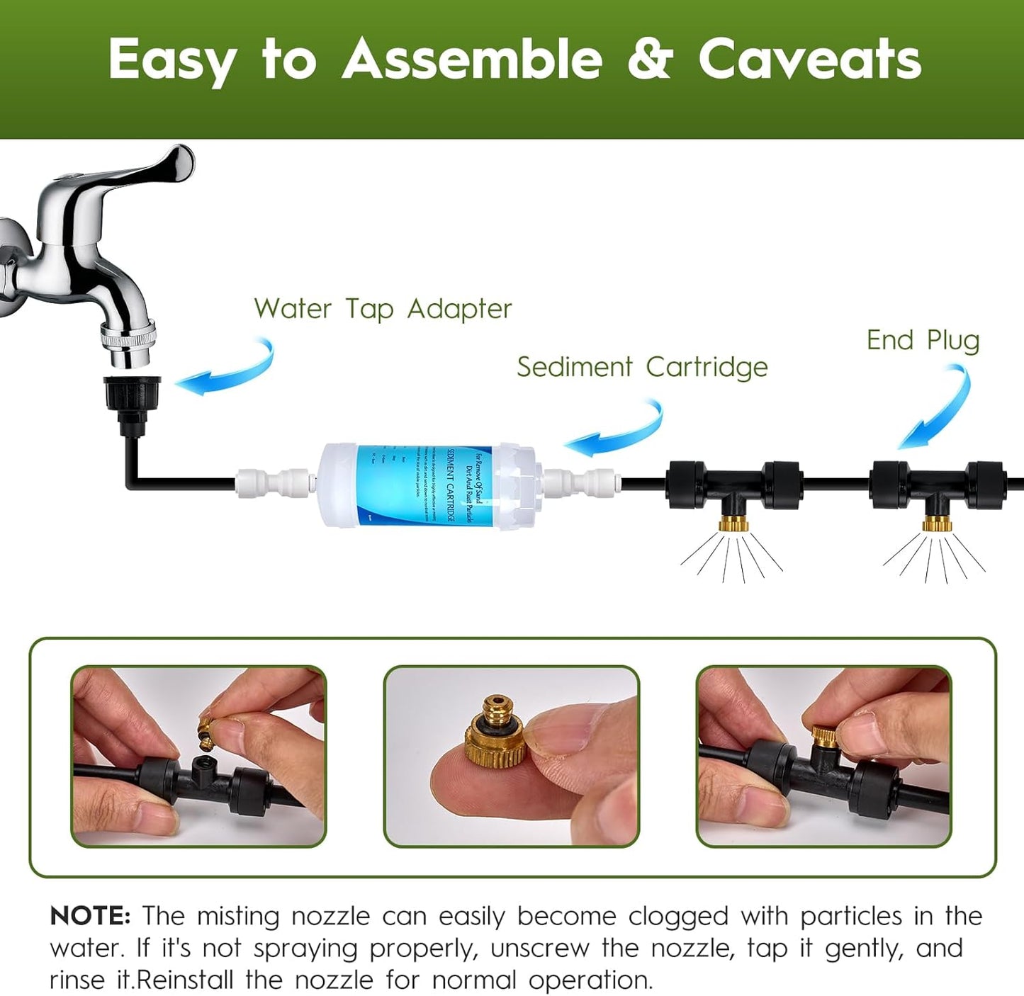 75FT Outdoor Misting Cooling System - Patio Garden Kit with Brass Nozzles & UV Tubing, DIY Install for Pool, BBQ, Greenhouse, Water-Saving High Pressure Cooler