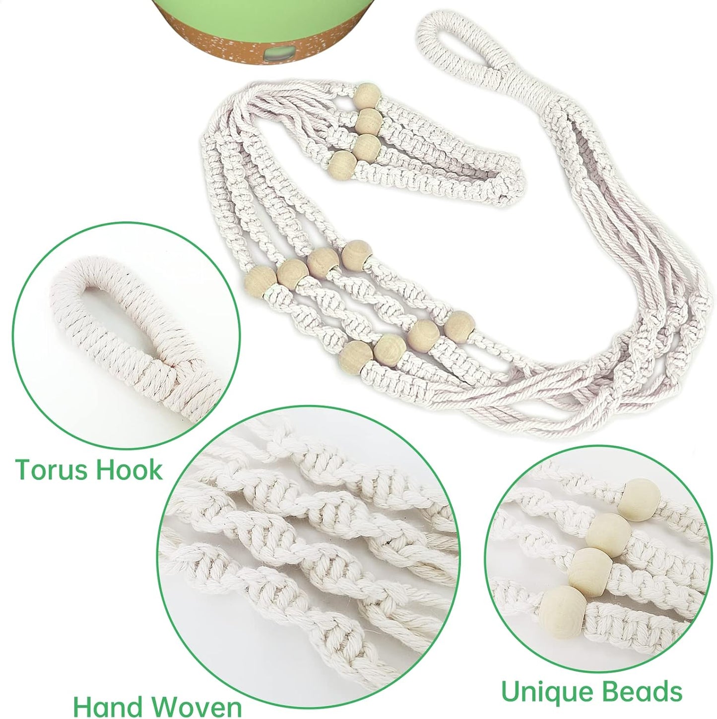 ZMTECH 2 Pack 10 Inch Hanging Planters with Macrame Plant Hanger for Indoor and Outdoor Plants, Self Watering, Drainage Hole, Visible Level Tray, Green