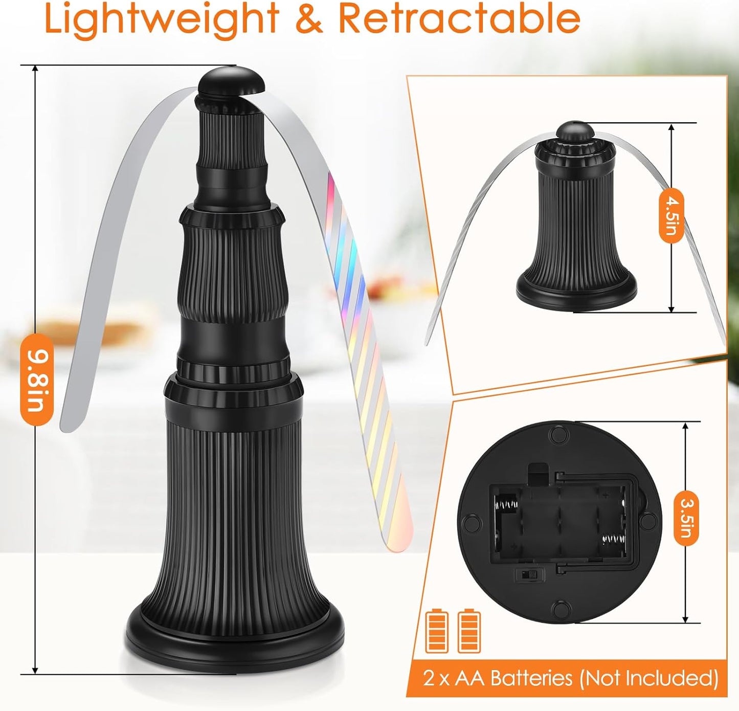 Fly Fans for Tables, Fly Fan for Indoor Outdoor Tables Battery Powered Fly Swatter Fan to Keep Flies Away with Holographic Blades for Home Party Outside Picnic, 6 Pack