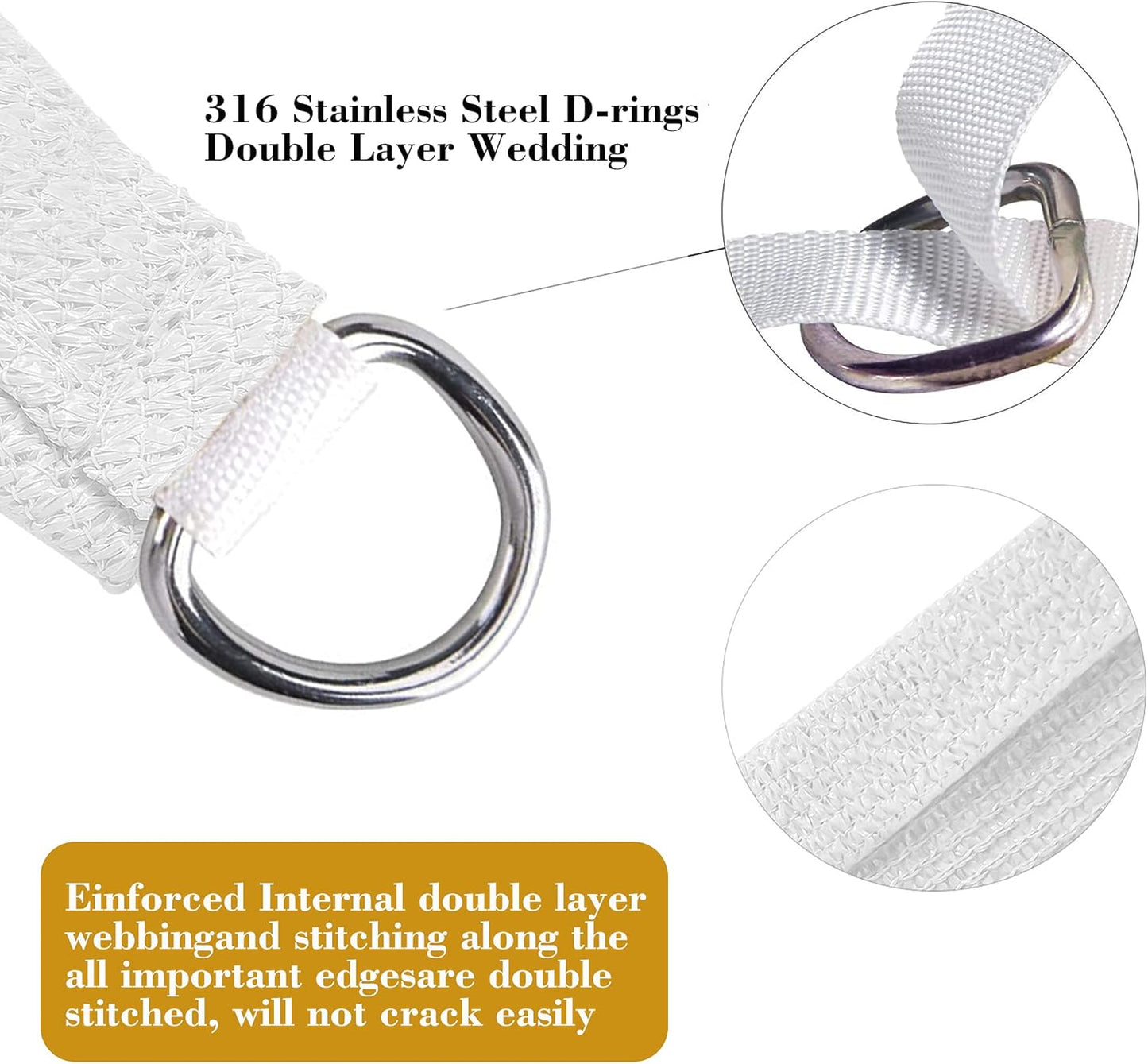 17' x 20' White Rectangle Sun Shade Sail SSP1212 Canopy Durable Fabric UV Block Awning,We Make Custom Orders