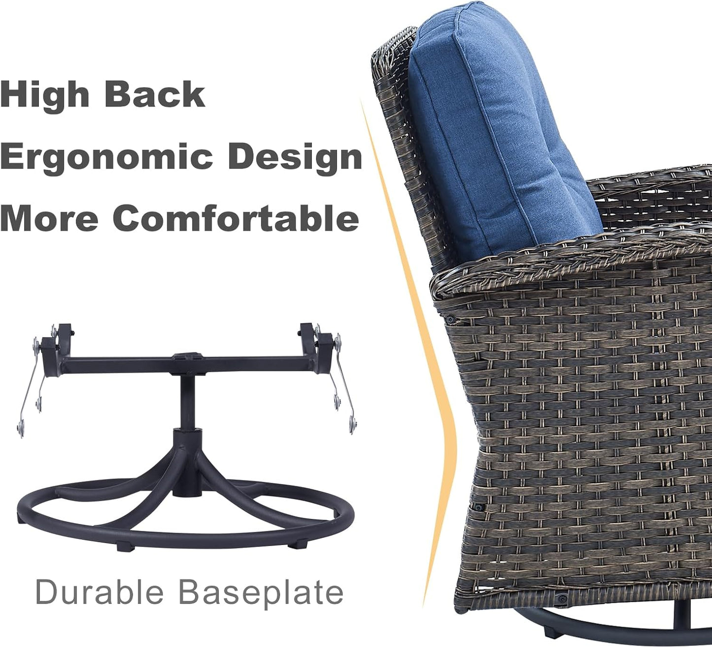 HUMMUH 9-Piece Outdoor Patio Furniture PE Wicker Patio Conversation Set,High Back Patio Couch with Ottomans Coffee Tables Outdoor Chairs for Backyard,Porch,Deck