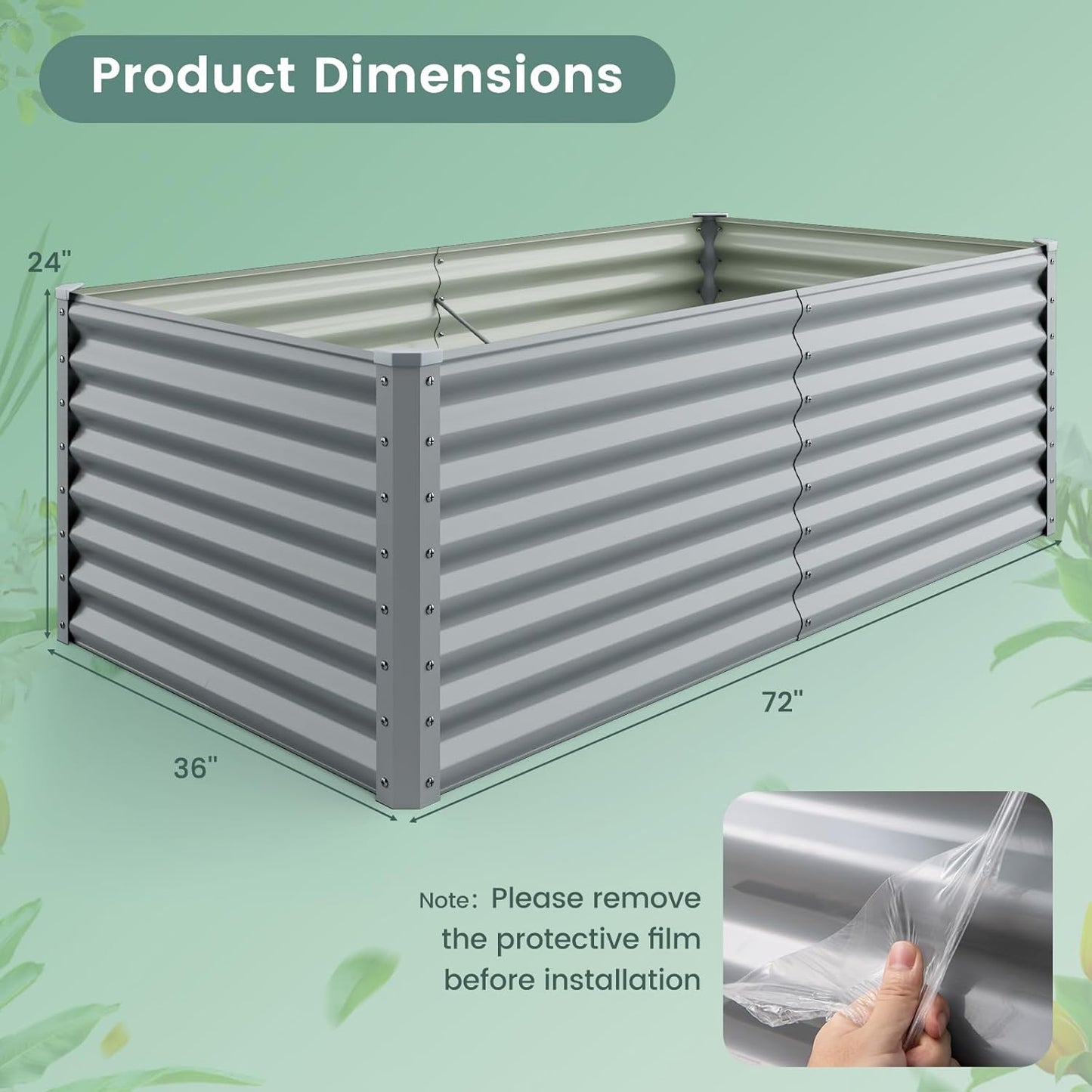 Raised Garden Bed, Metal Garden Planter with Open Bottom, Sprayed Plate & Thickened Corner Protectors, Outdoor Planter Box for Vegetables, Flowers & Herbs (Gray)