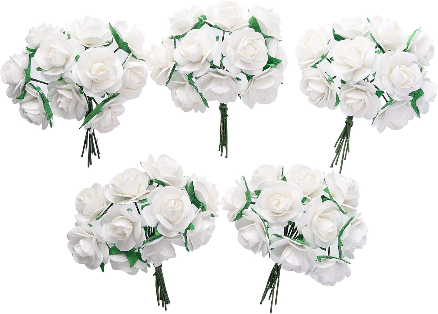 Handmade 50 pcs Mini Mulberry Paper Roses 18 mm Mulberry Paper Flowers Scrapbooking Wedding DIY Craft (White Color)