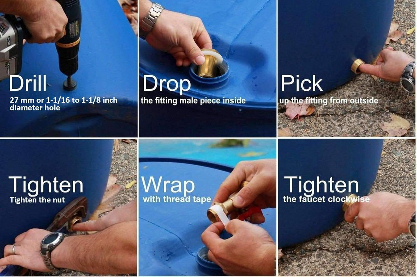 STYDDI Solid Brass Rain Barrel Spigot, Quarter Turn Ball Valve Faucet with Heavy-Duty Bulkhead Fitting Adapter for Aquariums, Water Tanks, Tubs, Pools