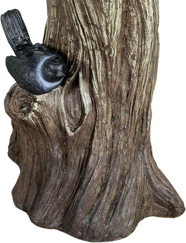 SKYFIRE 23” Tall Fibre Reinforced Concrete Birdbaths with Birds for Patio, Woodland Tree Trunk Decorative Outdoor Bird Bath for Garden,Pedestal Birdbaths for Outdoors, Garden, Patio, Lawn, Backyard