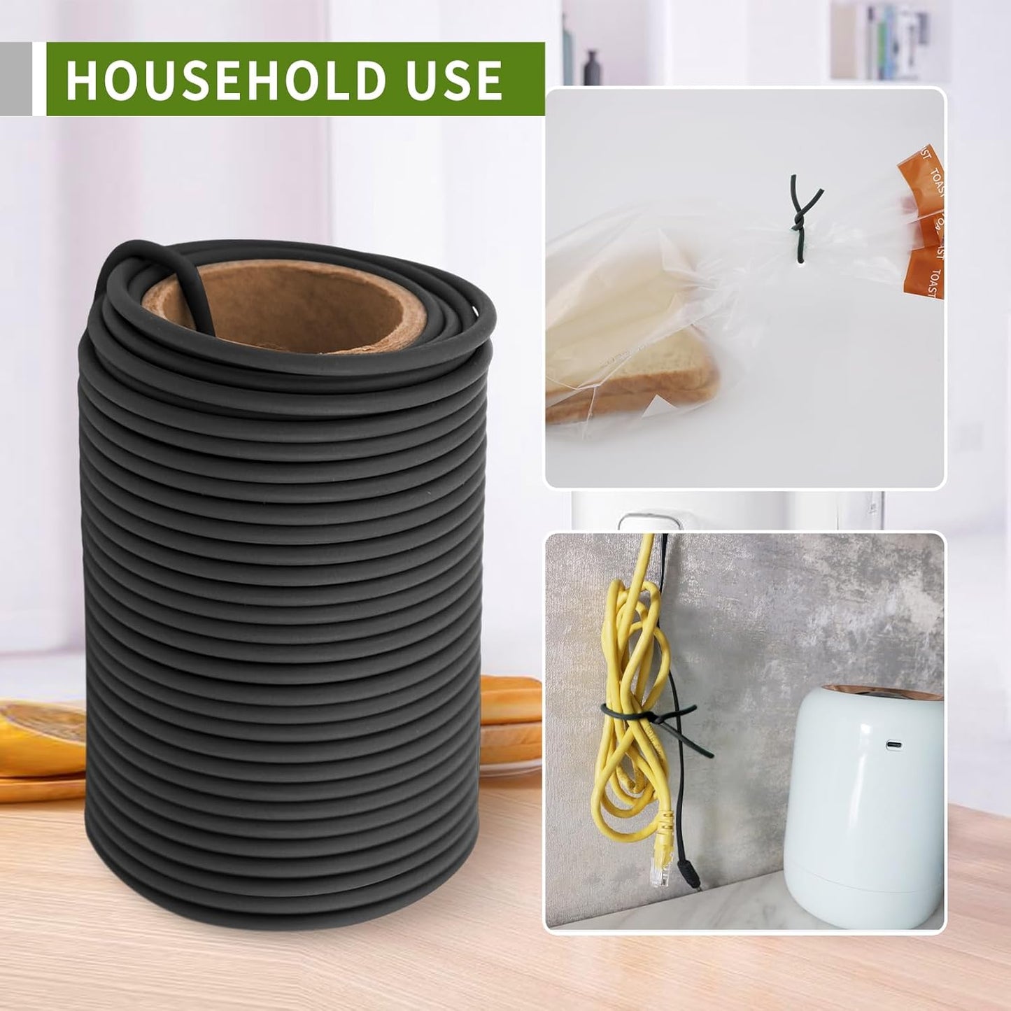 Garden Flexible Wire Tie, Soft Twist Plant Ties Support Plant Vines for Supporting and Fixing Garden Planting Branches Vines & Stems ,Organize Data Wire and Office Organization 65.6’ ( 3.5MM) (black)