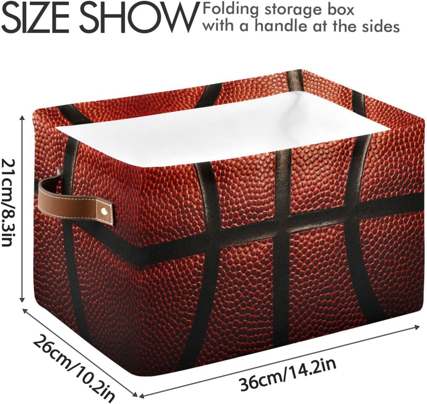 Basketball Print Rectangular Storage Basket Organizer Bin Shelf Baskets For Clothes Gifts For Home Office Dorm