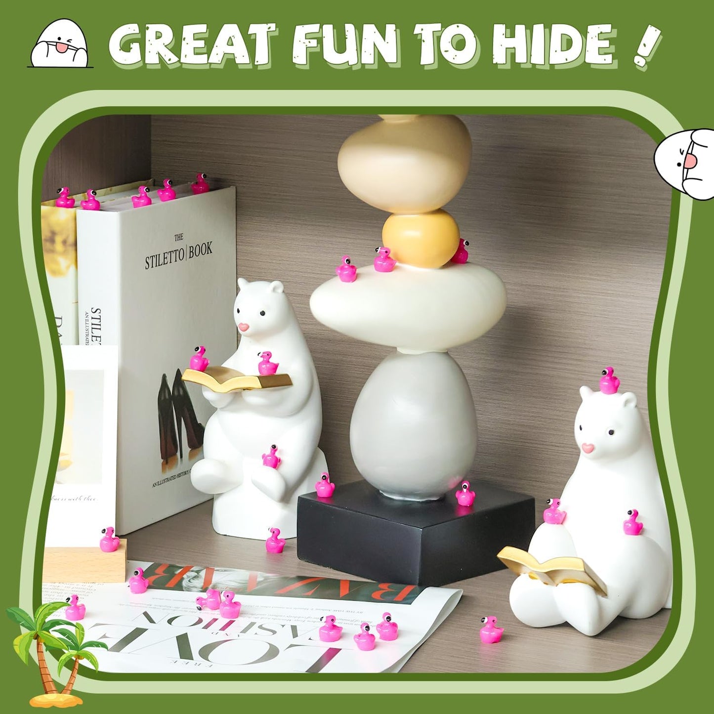 150PCS Mini Resin Animals Cute Rose Pink Tiny Flamingo Ducks, Miniature Figures to Hide, Small Animal Toys Accessories Bulk for Topper Garden Dollhouse Landscape Aquarium Ornaments DIY Crafts & Decor