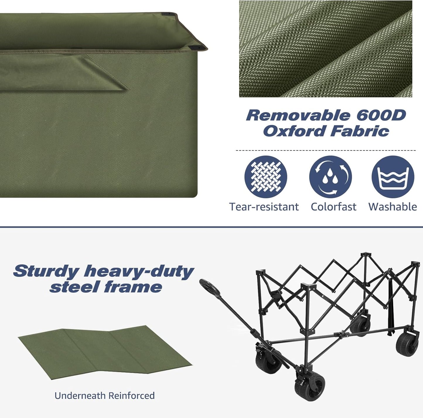 Chihee Garden Cart Collapsible Outdoor Utility Wagon Cart,Folding Beach Cart Oversized Capacity 254L,Heavy Duty Portable Wagon All Terrain Wheels Oversized Side Pocket 2 Drink Holders for Camping