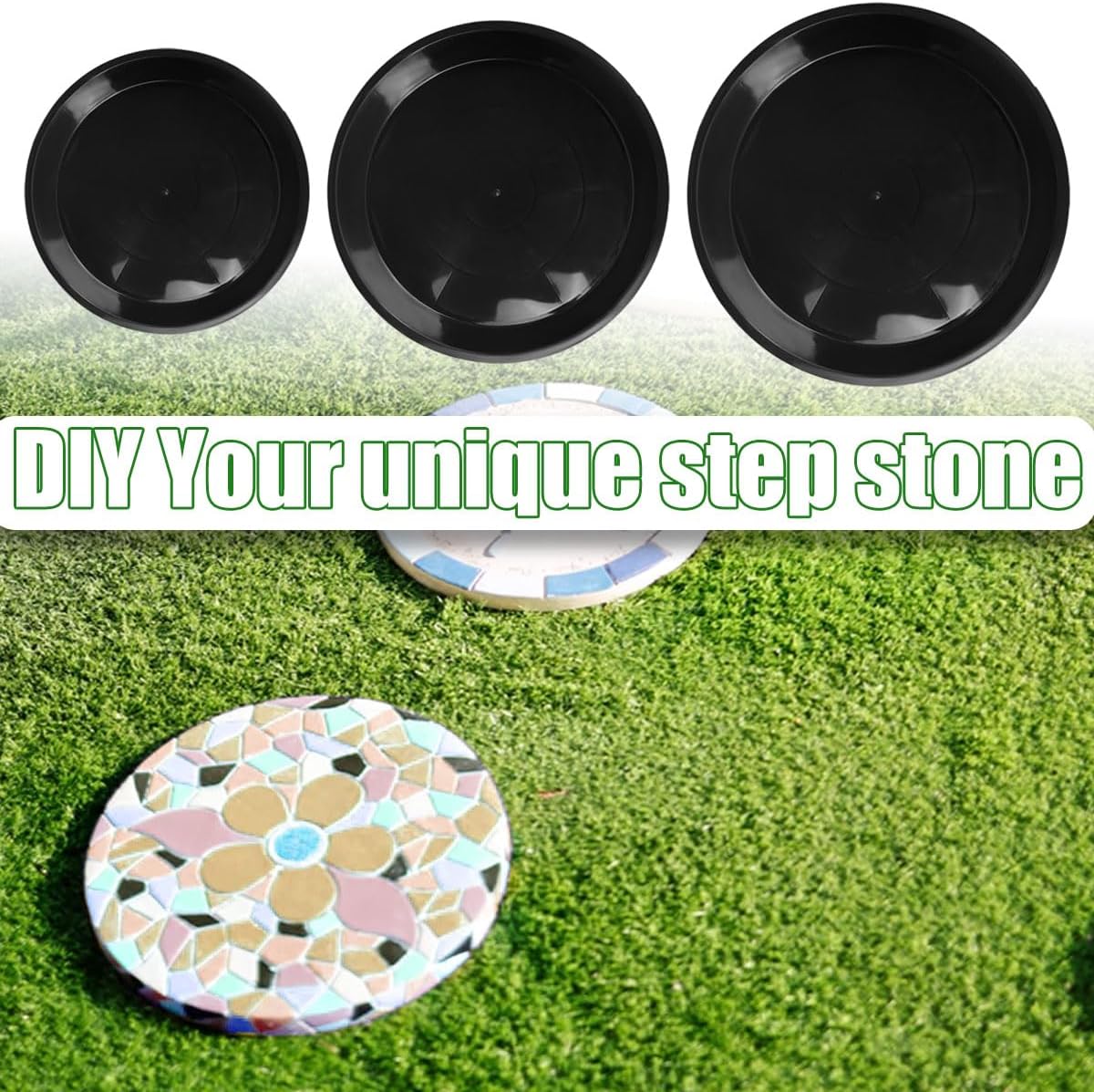 Reusable Mold Tray for Stepping Stone 3 Size Soft PlasticCement Molds for Concrete and Stained Glass Round