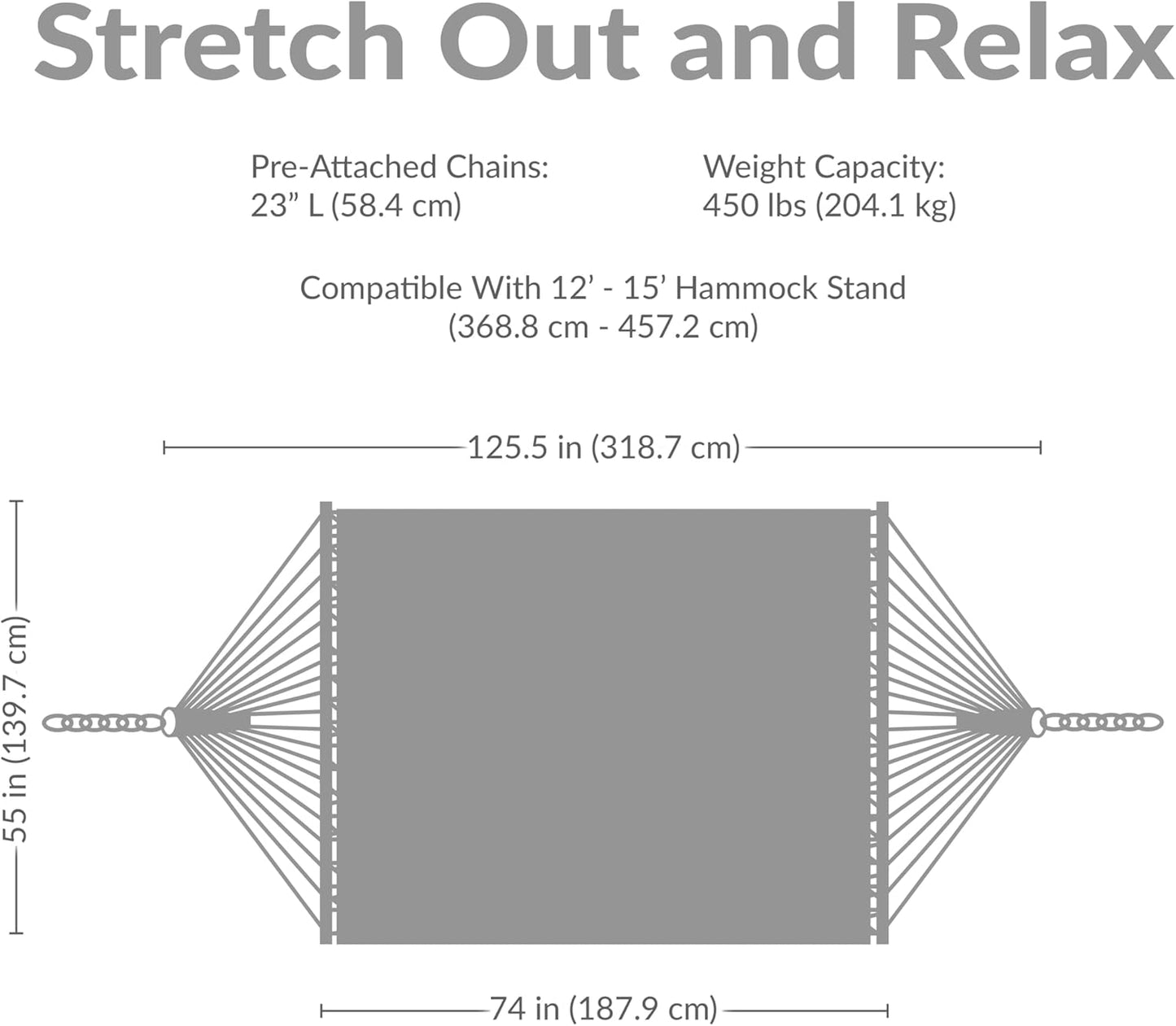Sunnydaze Quilted Outdoor Hammock with Spreader Bars - Heavy-Duty 450-Pound Capacity Double Hammock for Outside - Melon Stripe