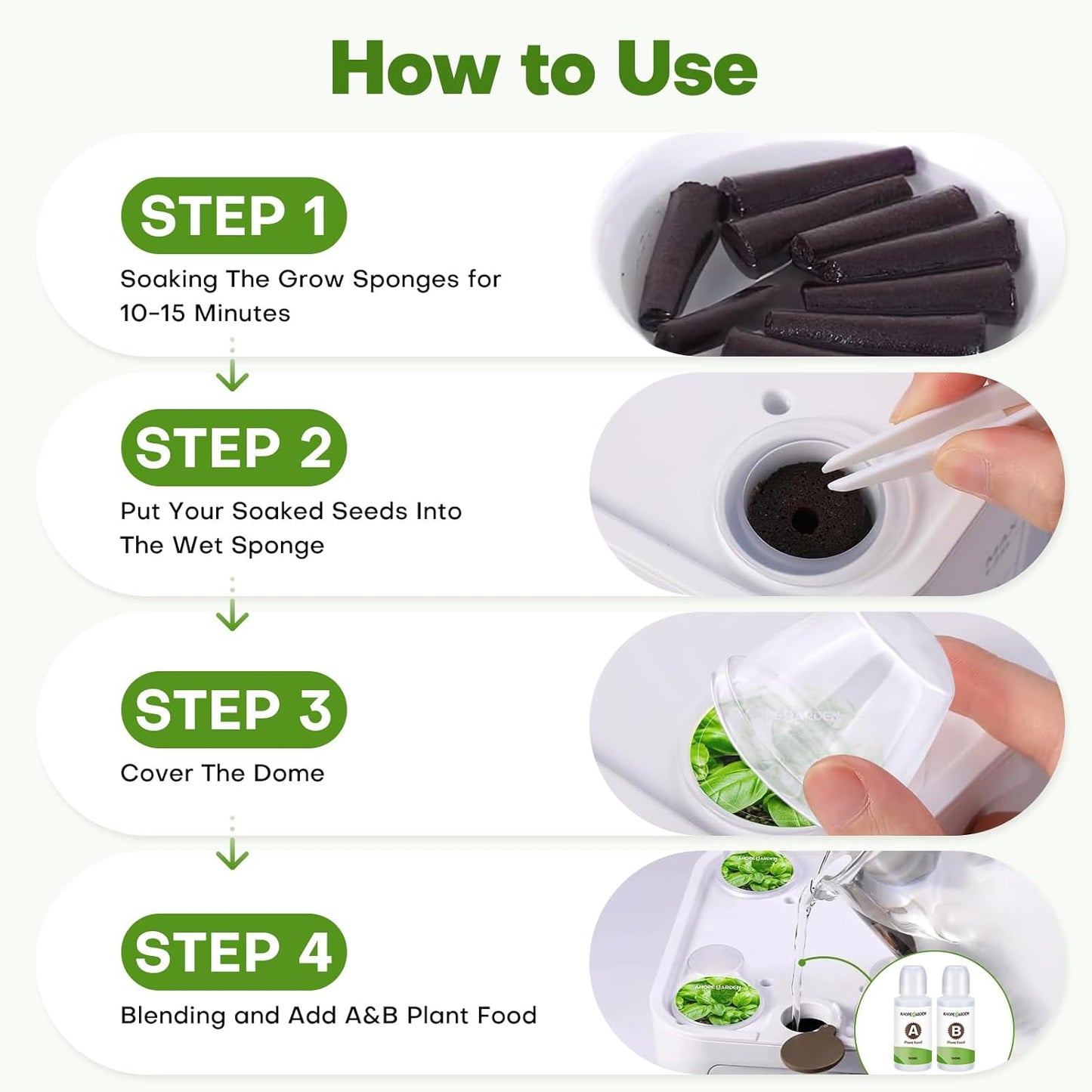 Ahopegarden 86PCS Hydroponic Pods Kit: Compatible with Aerogarden, iDOO, Most Brand Hydroponics Growing System, Indoor herb Garden Supplies Includes Grow Sponges, Labels, A&B Plant Food, Tweezer