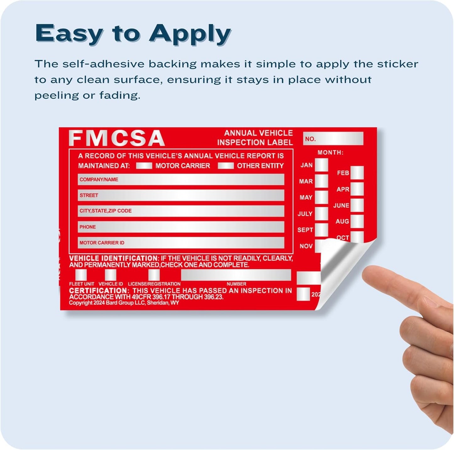 20-Pack DOT Compliant Aluminum Annual Vehicle Inspection Label – Red FMCSA Label with Punch Boxes