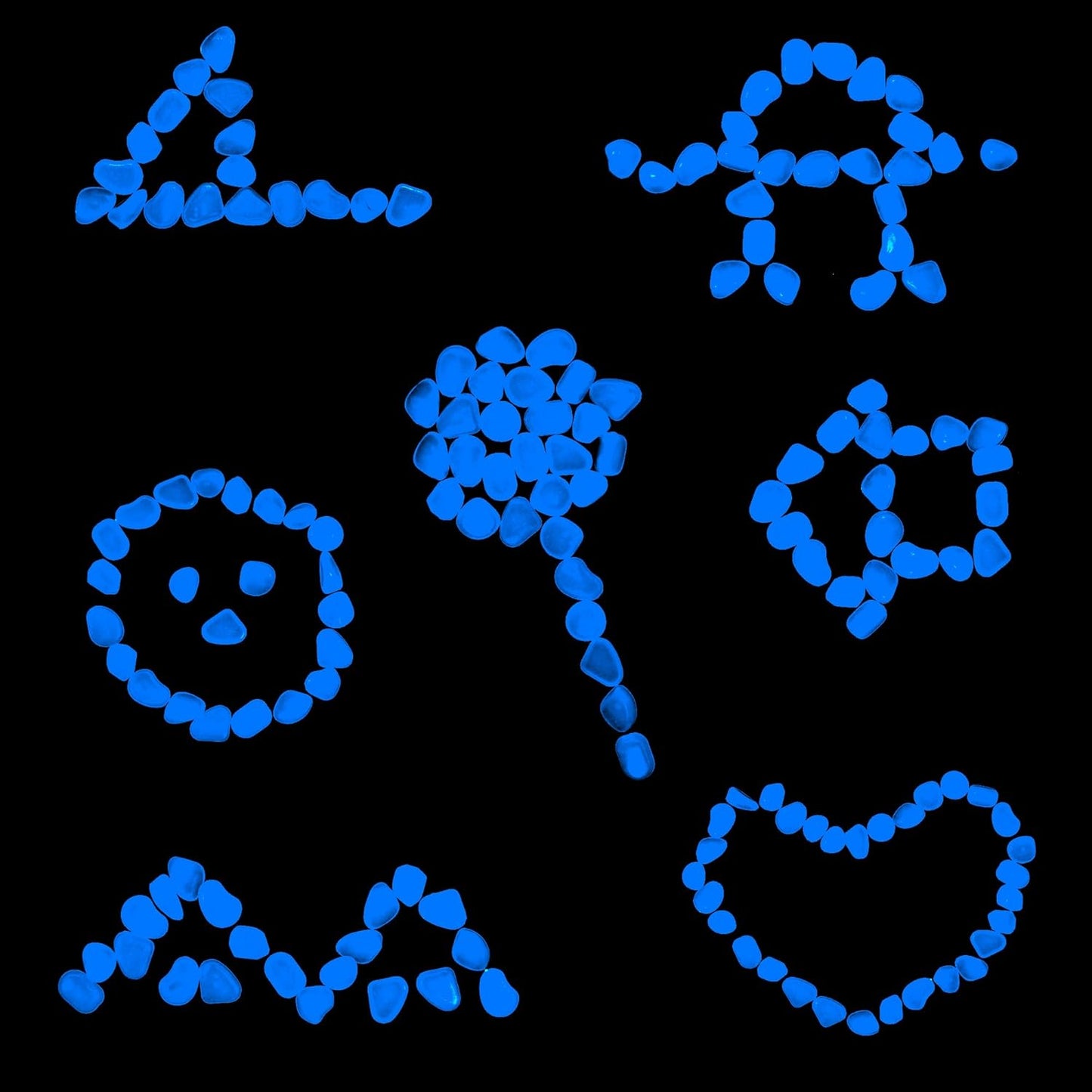 Oubest Glow in The Dark Rocks for Outdoor Landscaping, Decorative Garden Pebbles, Luminous Stones for Vases, Pathway, Walkway, Yard, Patio Decor, Glowing Gravel for Fountain, Driveway, 1000PCS, Blue