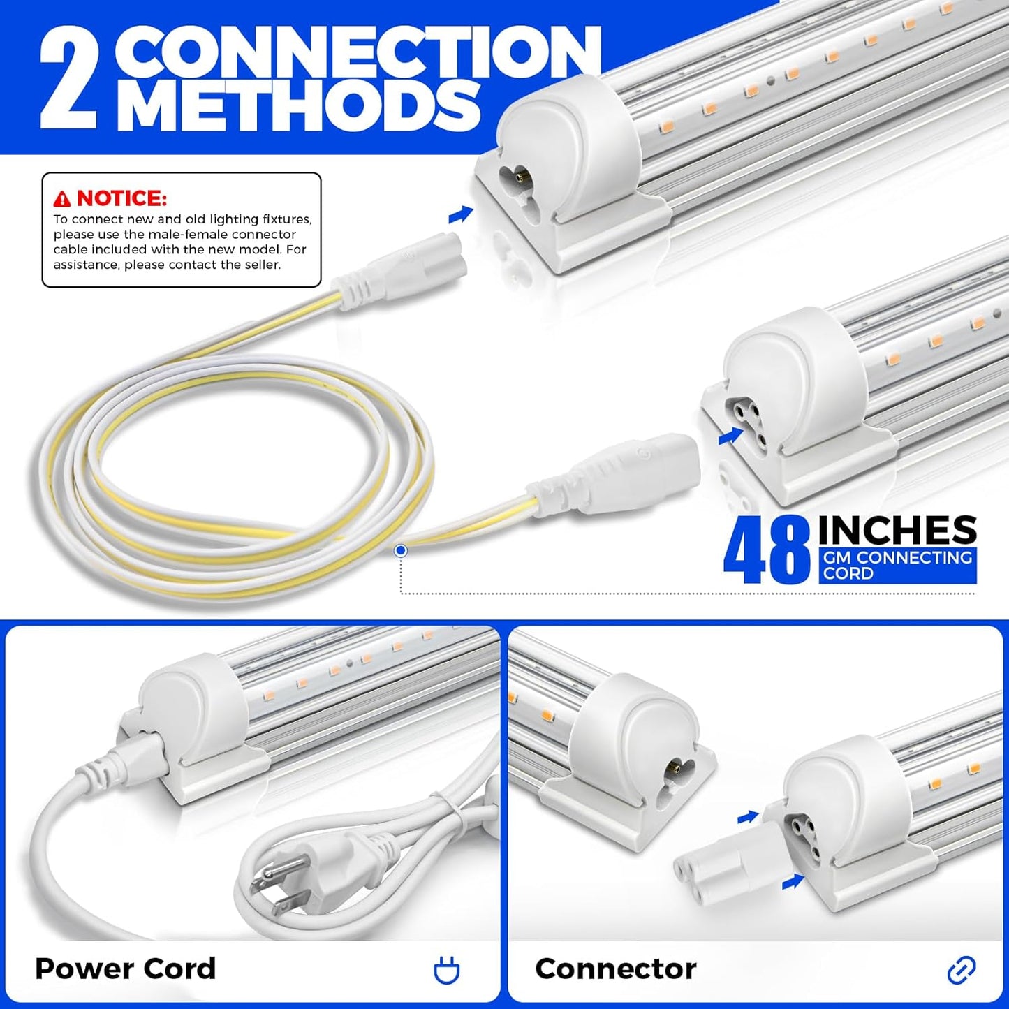 Barrina Grow Light Bulb, 96W(4 x 24W), Full Spectrum 2FT LED Grow Light, V-Shape T8 LED Grow Light Strips, Plant Lights for Indoor Plants, 4-Pack