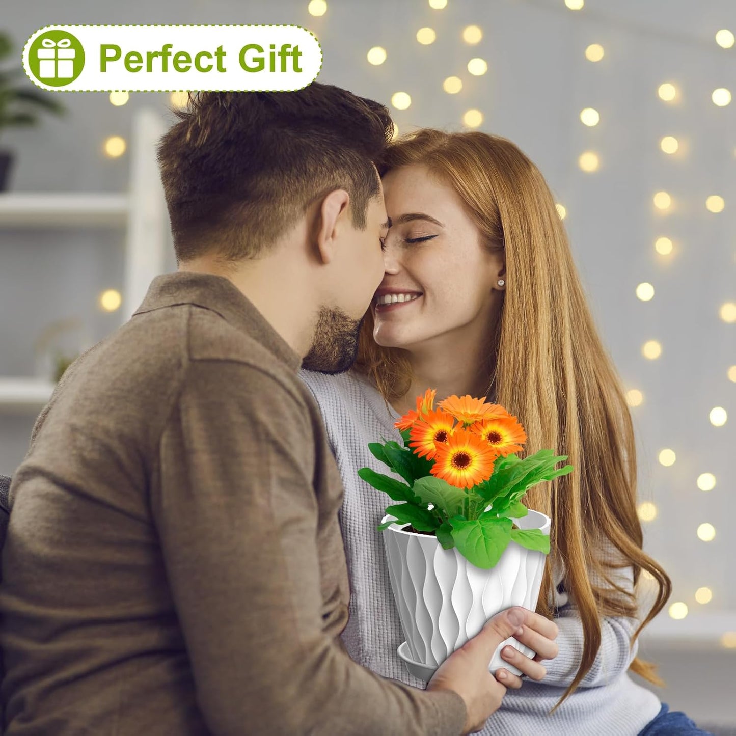 6 inch Plant Pots, 5 Pack Water Ripple Flower Pots for Indoor Outdoor Plants, Plastic Planters with Drainage Holes and Saucers, Nursery Pots for Small Succulent Garden House Plants, Multicolor