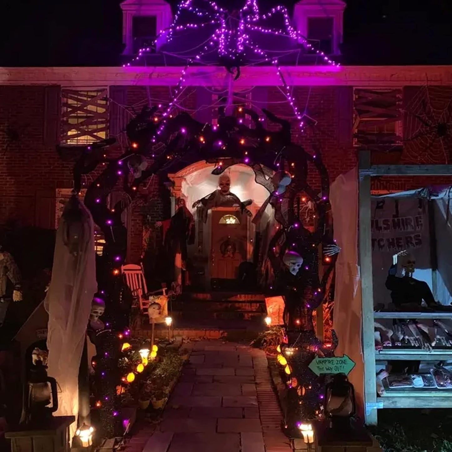 Dazzle Bright Purple Fairy String Lights, 4 Pack Total 80FT 240LED Copper Wire Battery Operated Waterproof Lights, Halloween Decorations for Indoor Home Outdoor Patio Yard Party Decor