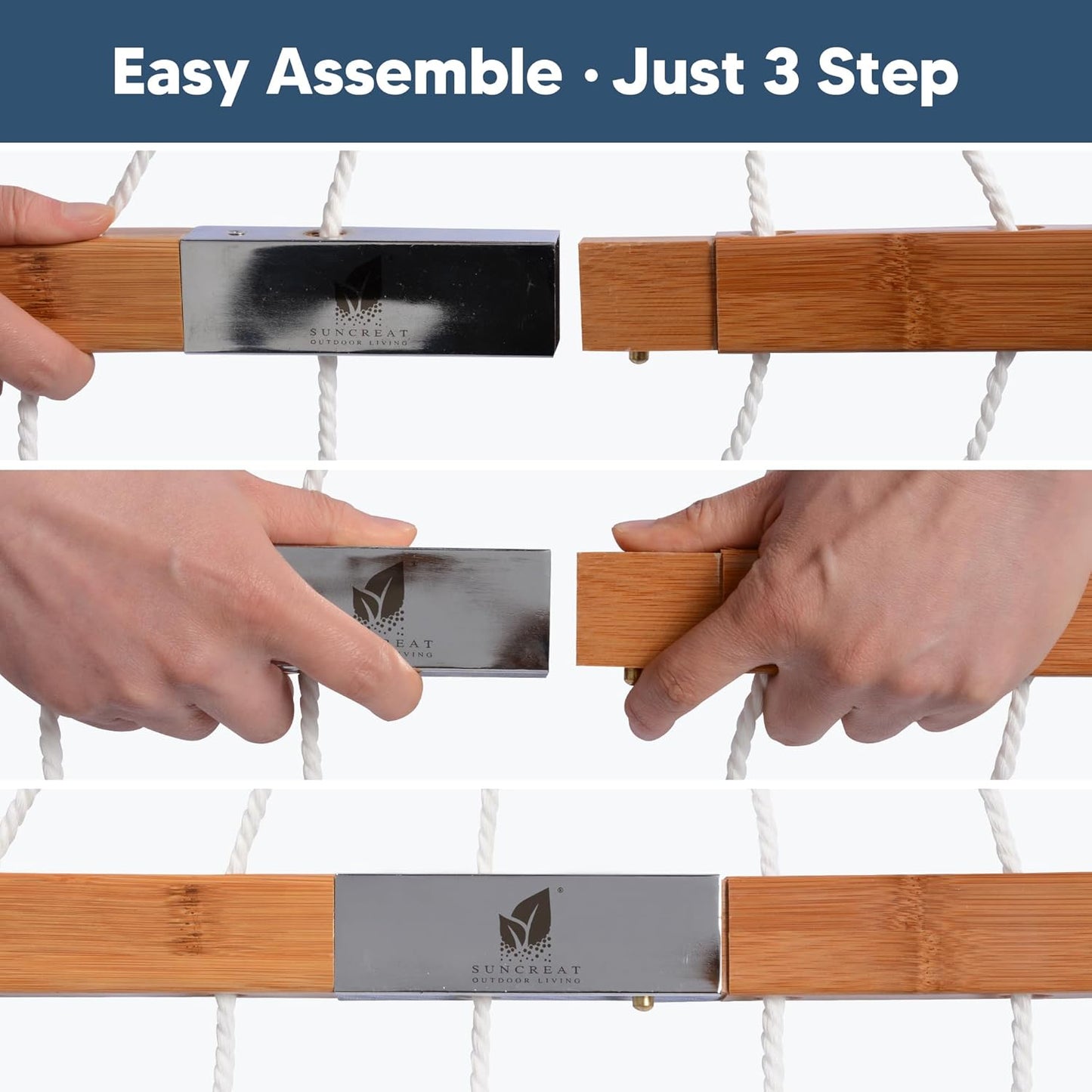 SUNCREAT Hammocks Two Person Tree Hammock, Heavy Duty Curved Bar Hammock for Poolside, Garden, Backyard, Patio, 450lbs Capacity, Navy