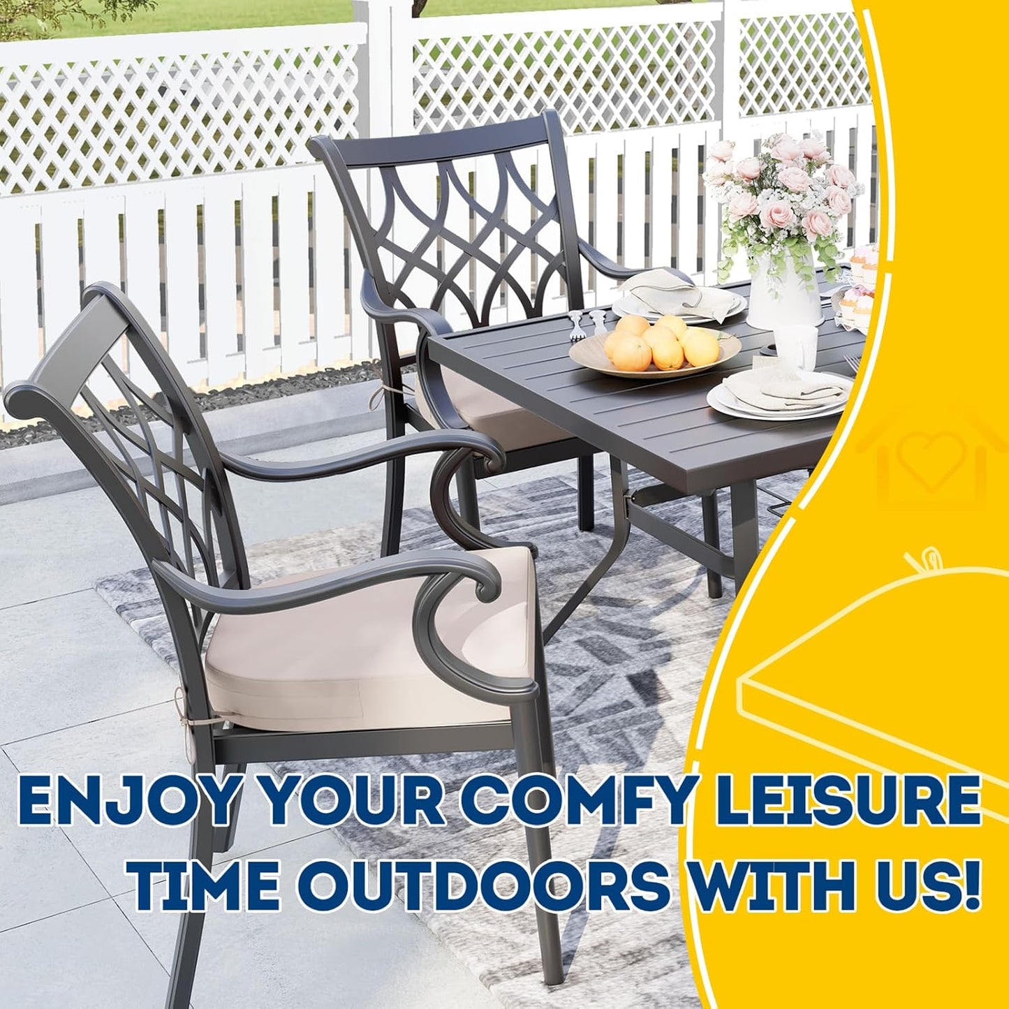 AAAAAcessories Outdoor Seat Cushions for Chairs, Waterproof, Fade-Resistant Patio Furniture Replacement Cushions, 17" x 16" x 2", Set of 2, Khaki Beige