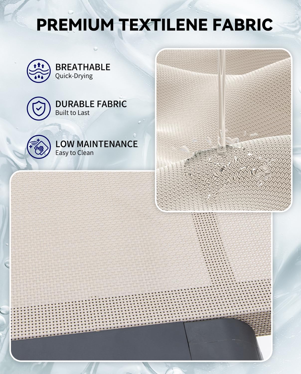 Aluminum Chaise Lounge Chair Outdoor, Foldable Patio Lounge Chair 2 Sets Assemble-Free, Pool Lounge Chairs with 5 Adjustable Backrest, Outdoor Lounge Chairs for Outside Poolside Beach Lawn Beige