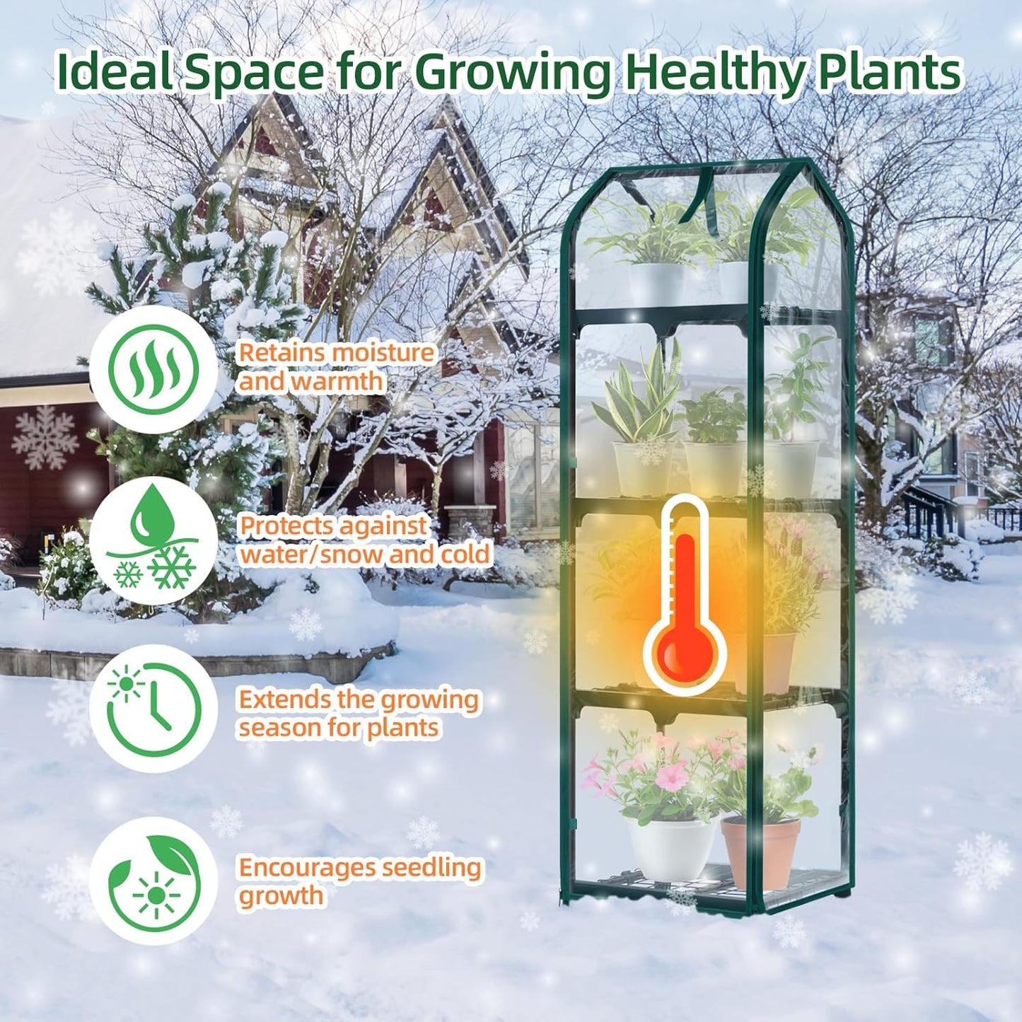 Ohuhu Mini Greenhouse for Indoor Outdoor, Small Plastic Plant Green House with Locking Wheels Portable Greenhouses with Durable Cover for Seedling, Ideal Gardening Gifts for Women Men Transparent