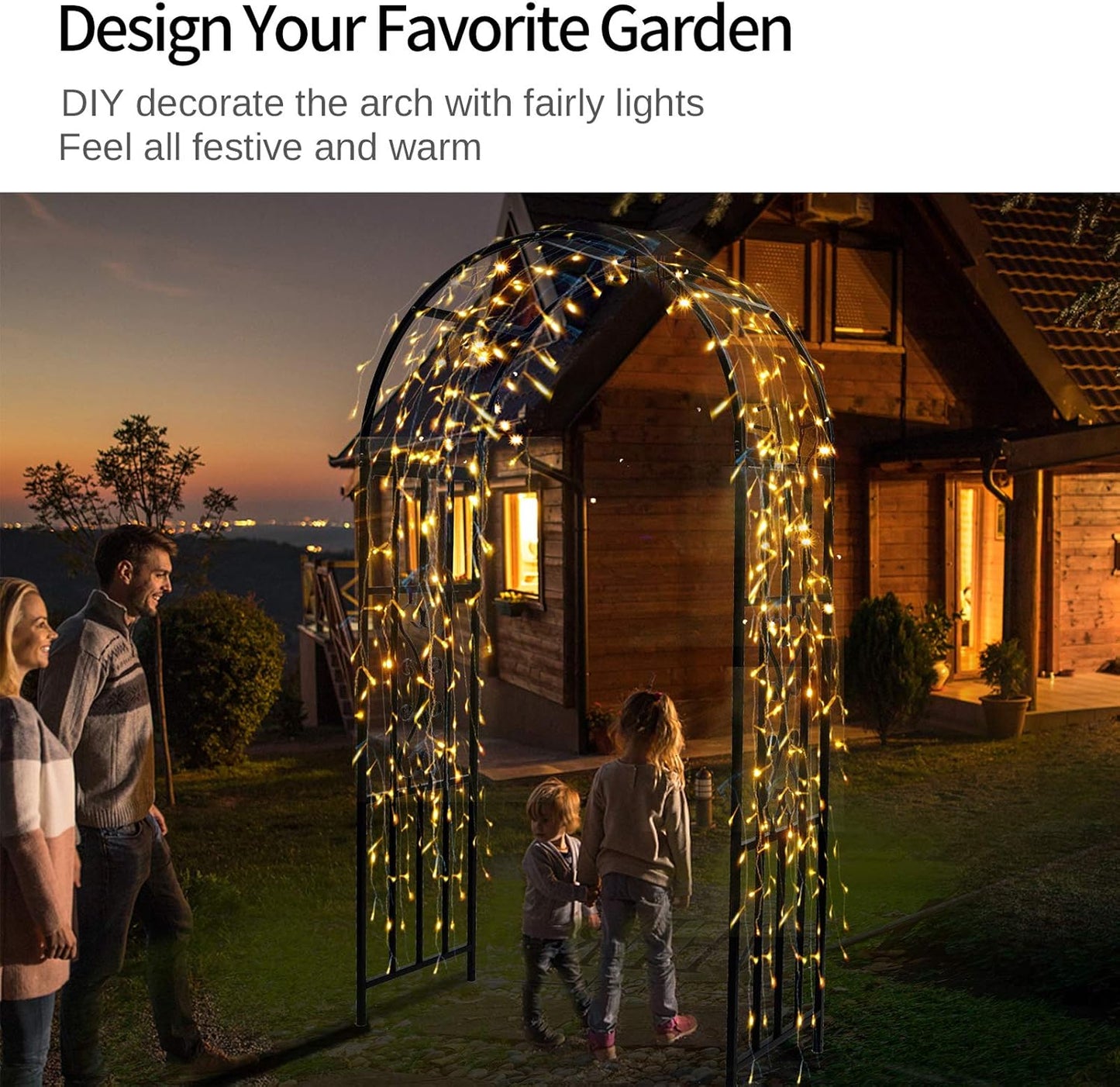 Arbors, Curved Metal Endurable Iron Trellis Plants Stand Use for Outdoor Garden Arbor Climbing Plants Wedding Arches Ceremony